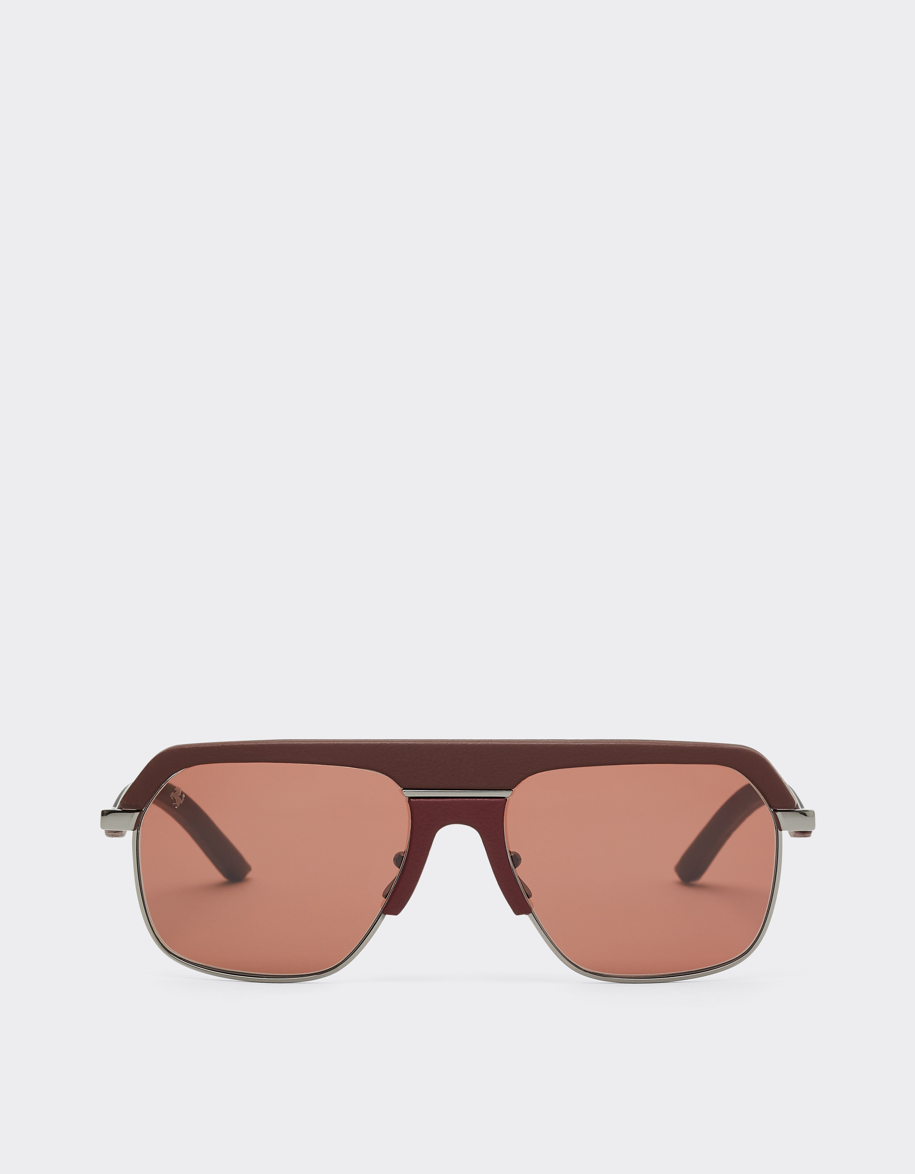 Ferrari Unisex Brown Sunglasses In Shiny Gunmetalmetal With Lenses - Collection Os