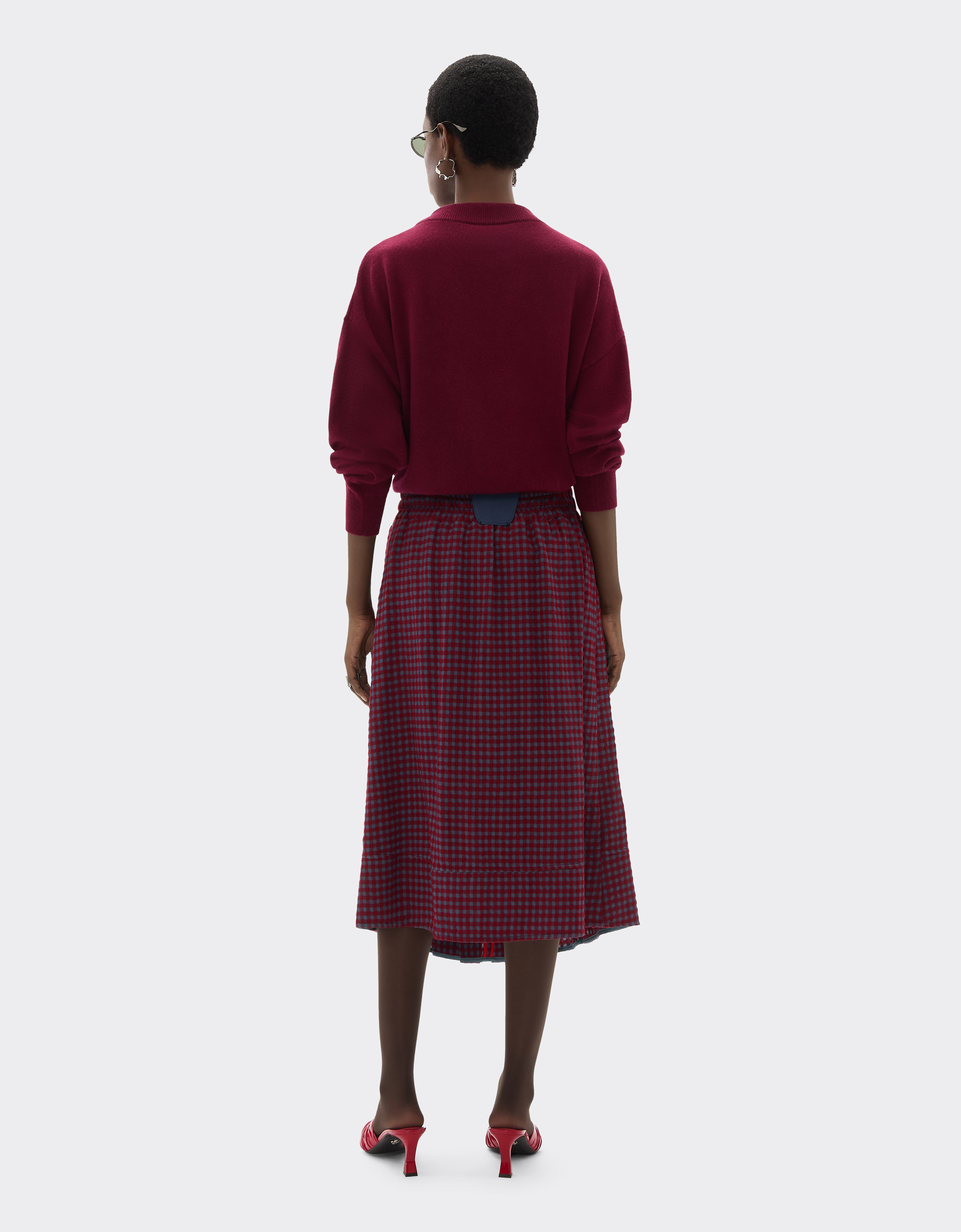 Ferrari Wool And Viscose Skirt With Vichy Pattern In Red