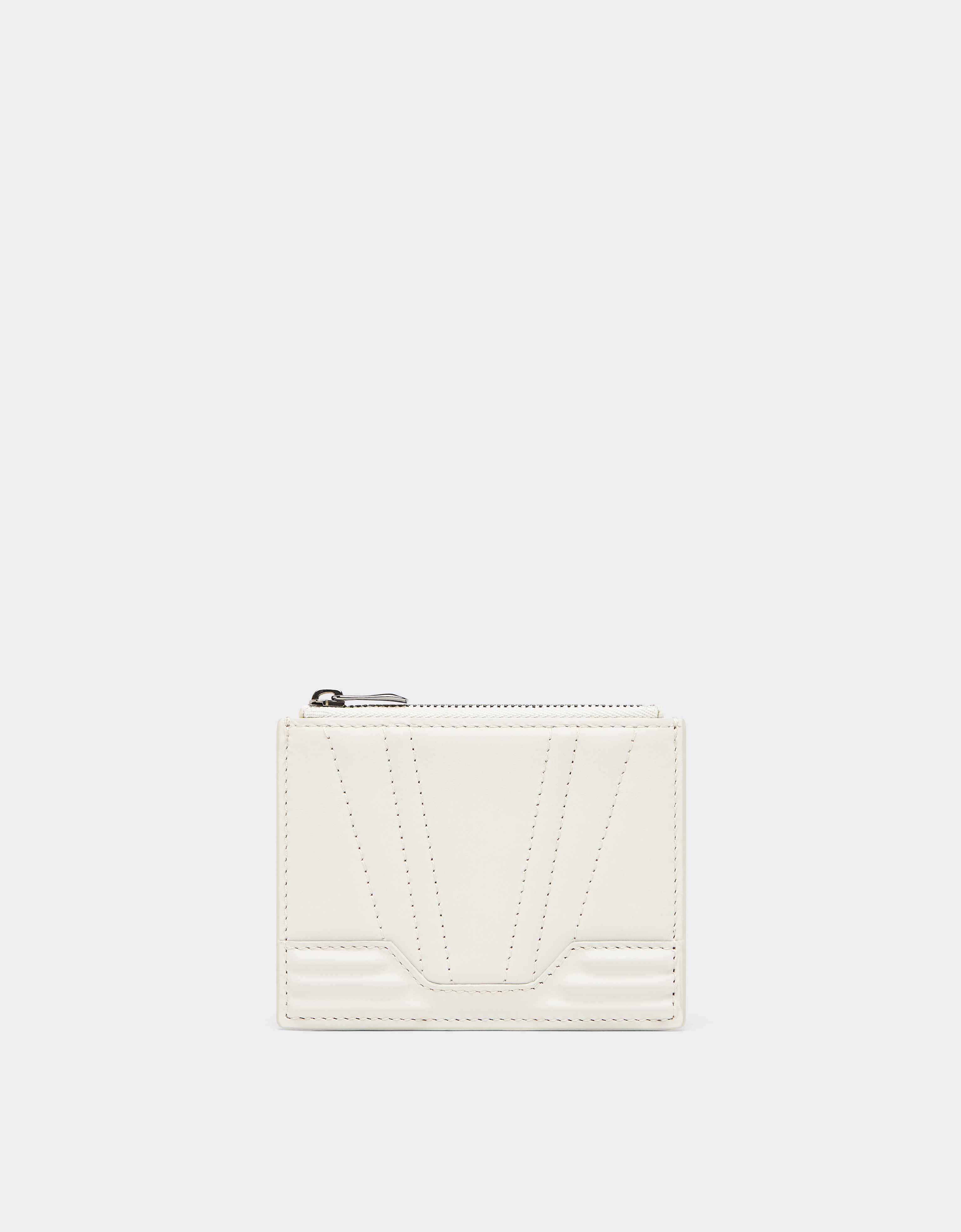 Ferrari Gt Card Holder In Smooth Leather In Ecru