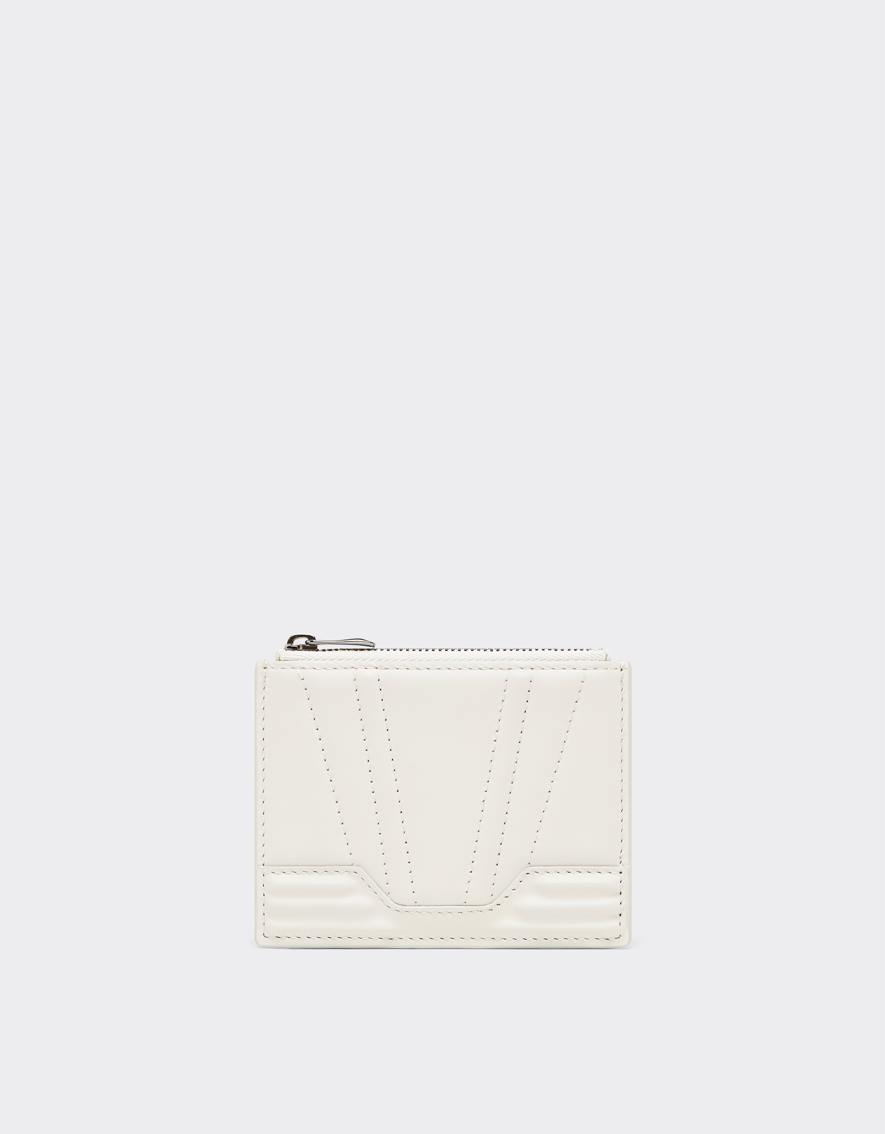 Ferrari Gt Card Holder In Smooth Leather In Ecru
