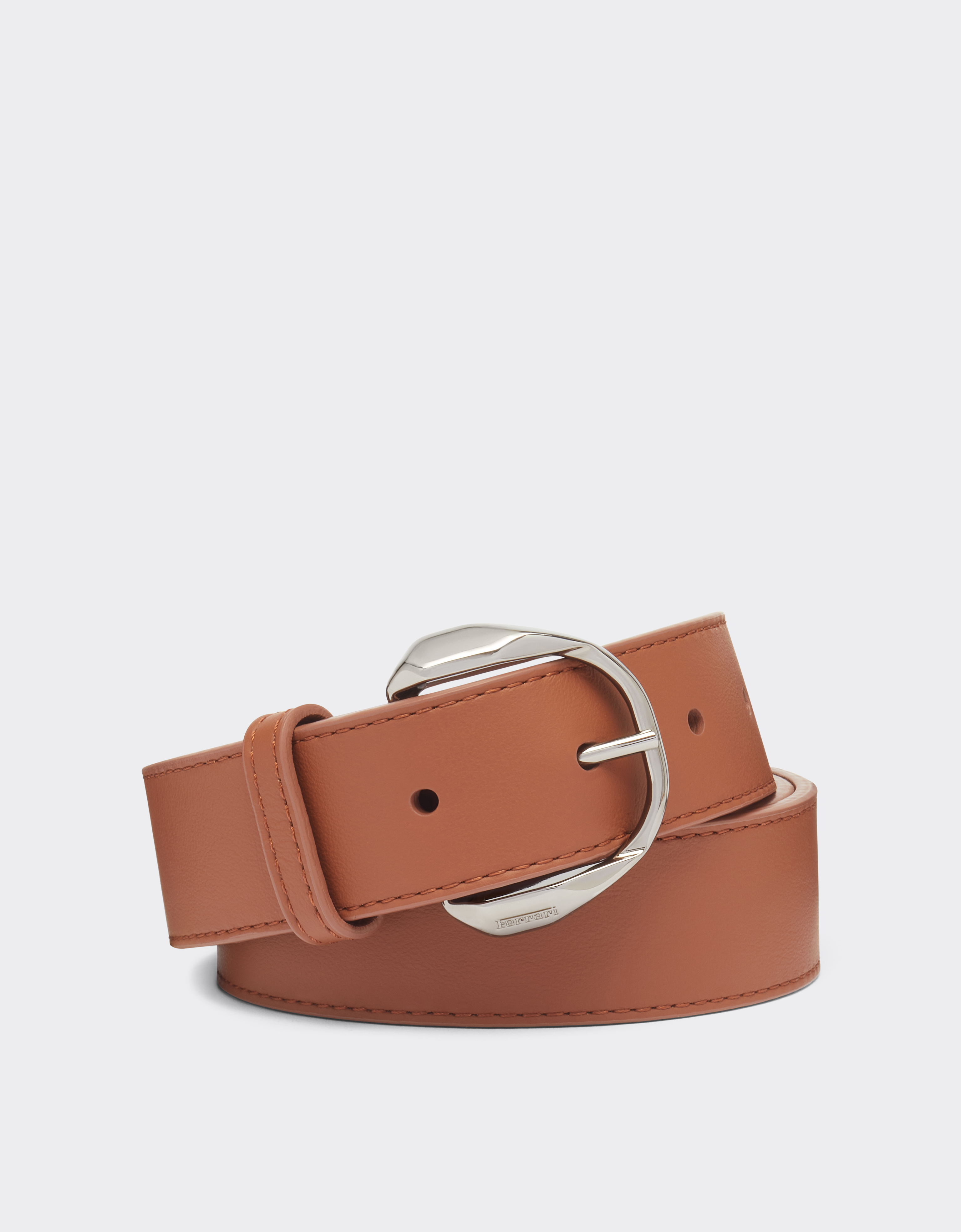 Shop Ferrari Leather Belt With Prancing Horse Detail In Ebony