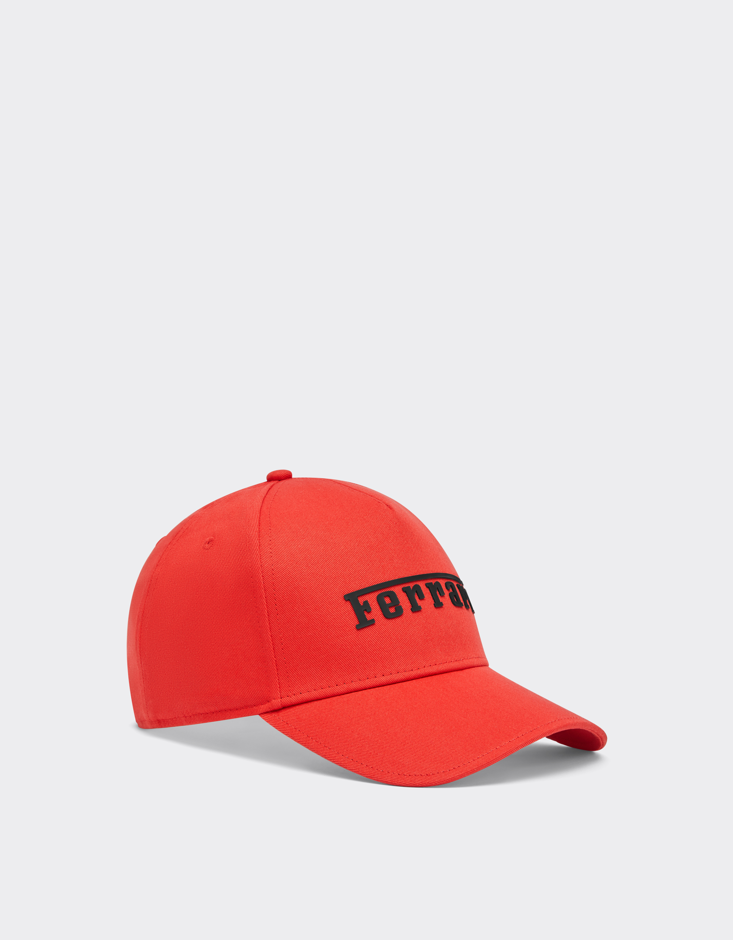 Ferrari Baseball Hat With Rubberised Logo In Rosso Corsa