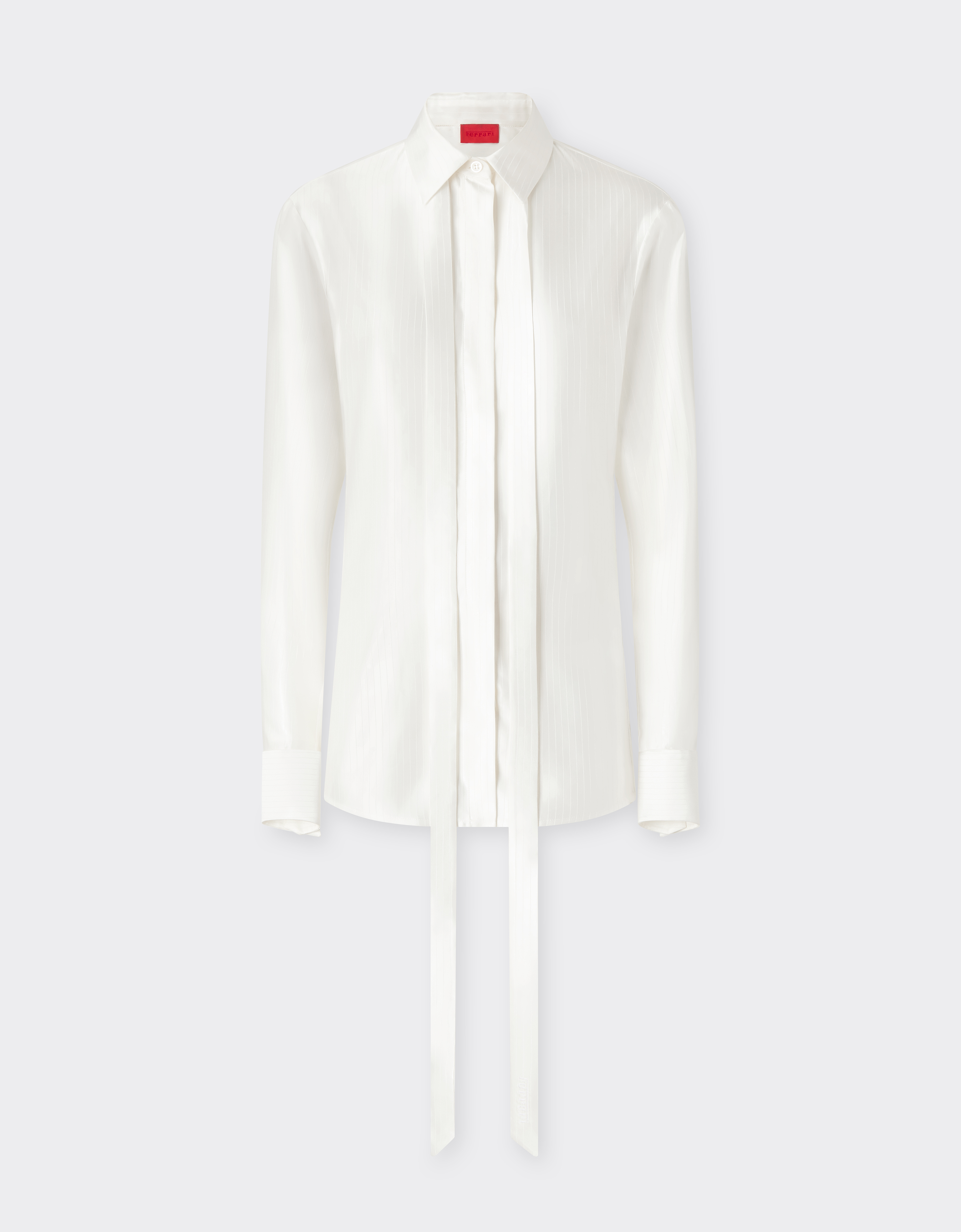 Ferrari Satin Shirt With Micro-stripe Pattern In White