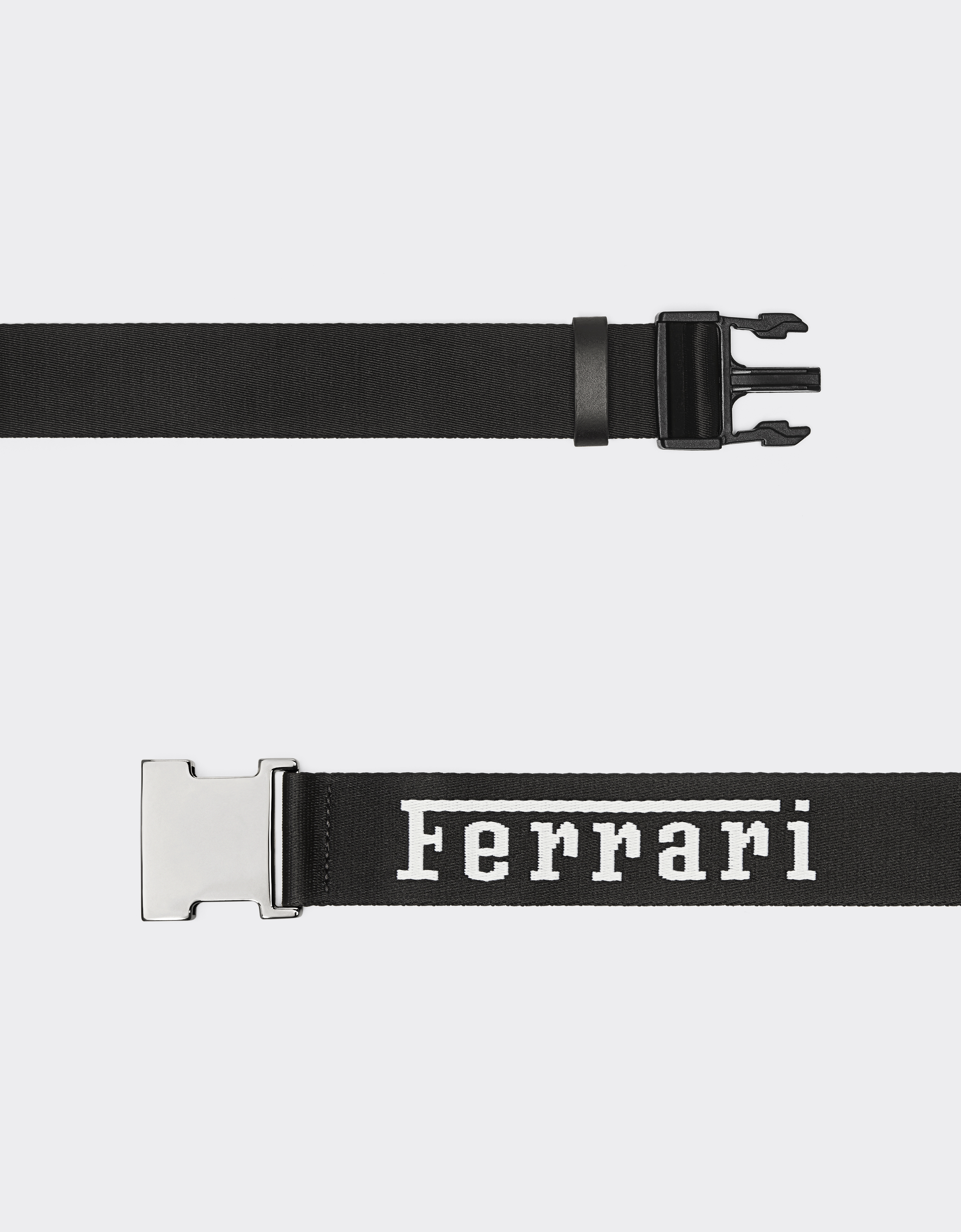 Ferrari Jacquard Belt With  Logo In Black