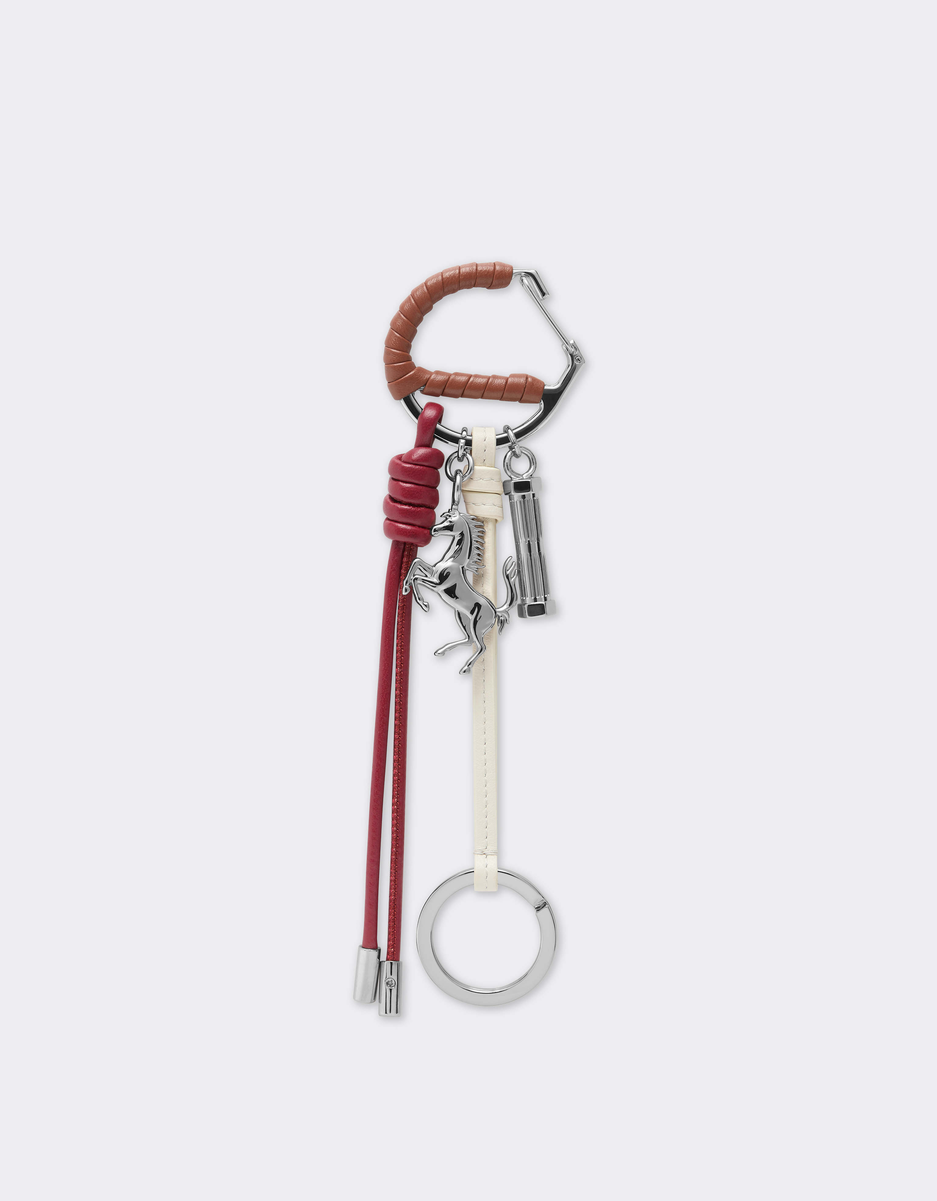 Ferrari Multicolored Metal And Leather Keyring With Charm