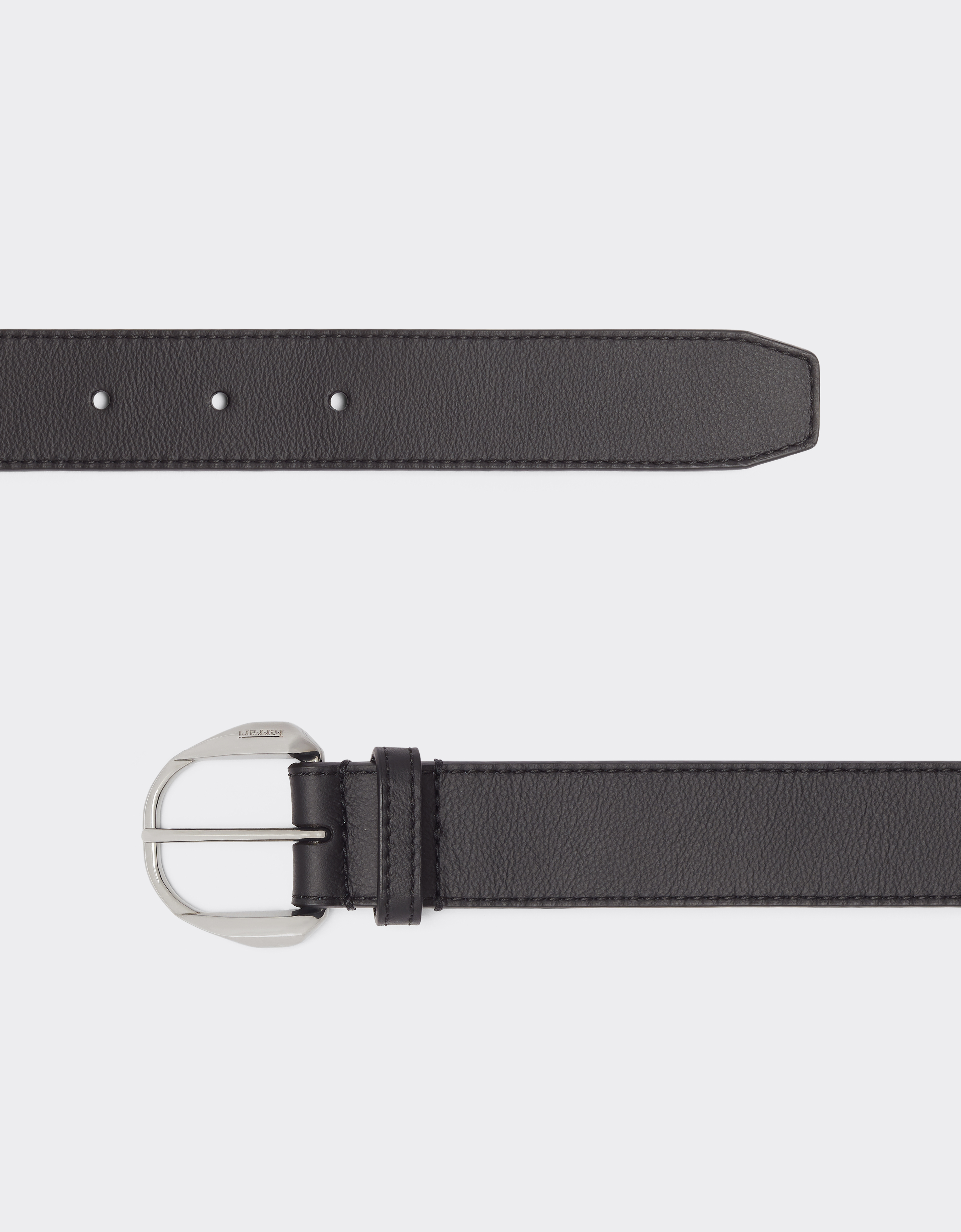 Shop Ferrari Leather Belt With Prancing Horse Detail In Black