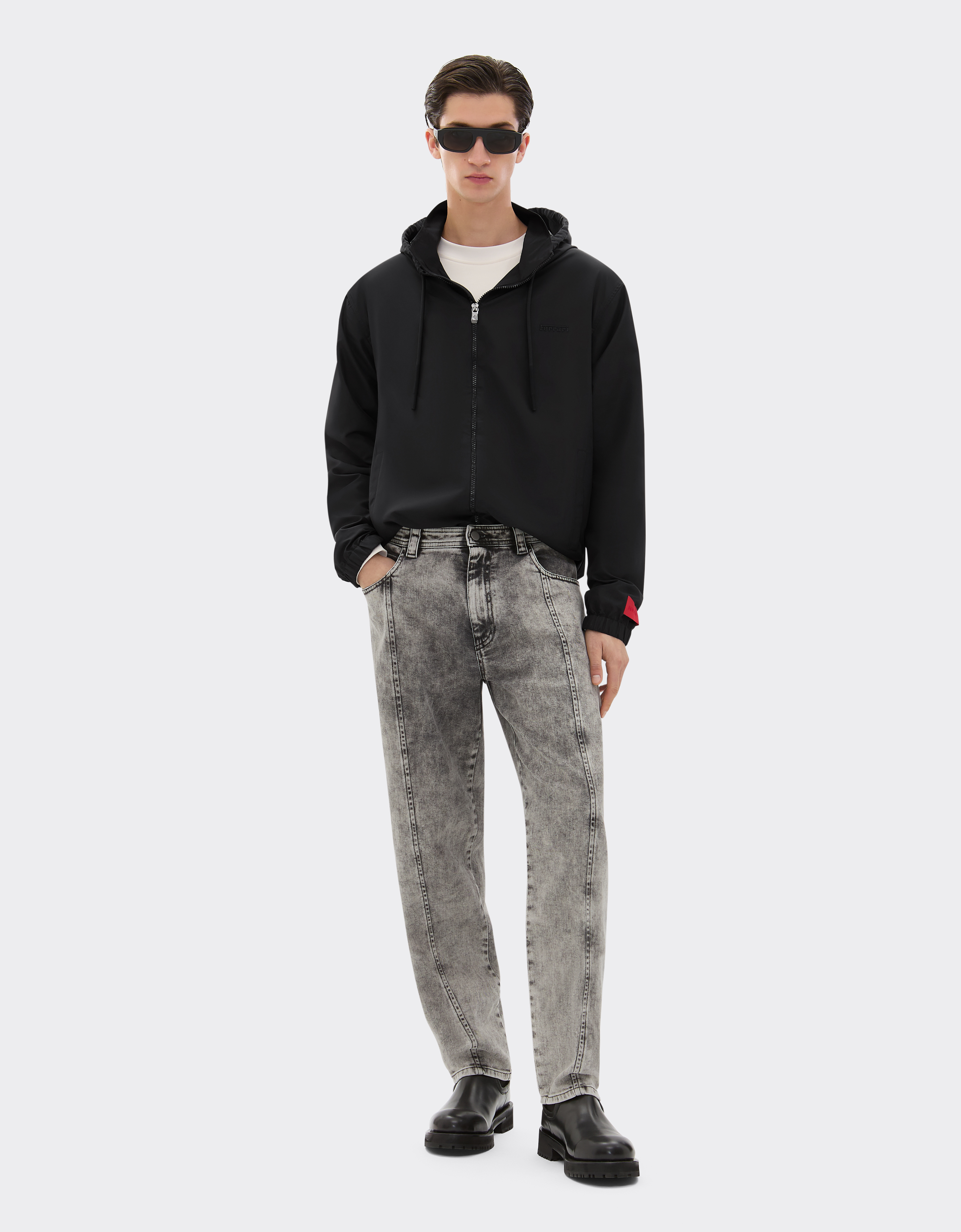 Ferrari Nylon Windbreaker Jacket In Black