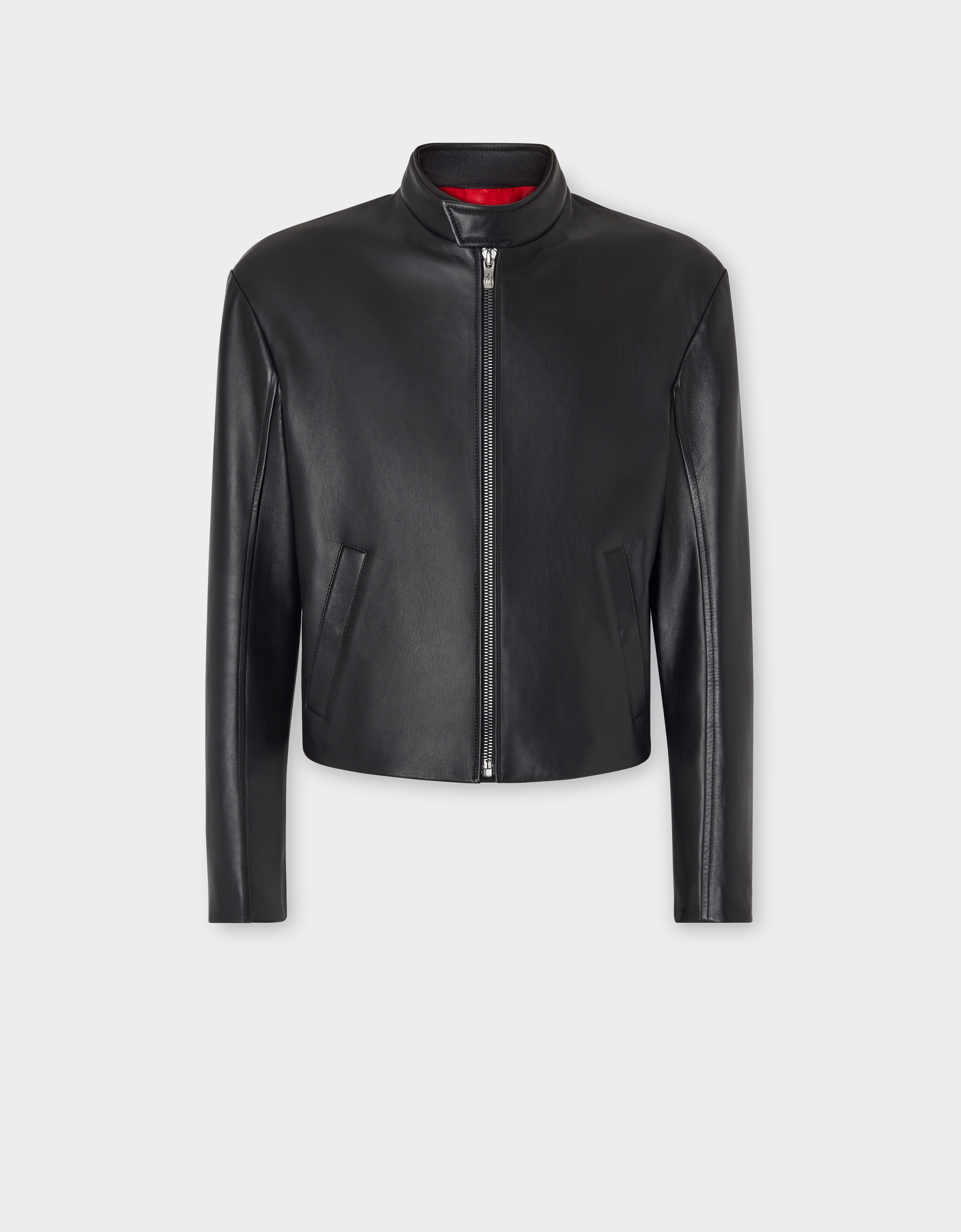 Ferrari Men's Black Nappa Leather Biker Jacket - Jackets & Outerwear 52