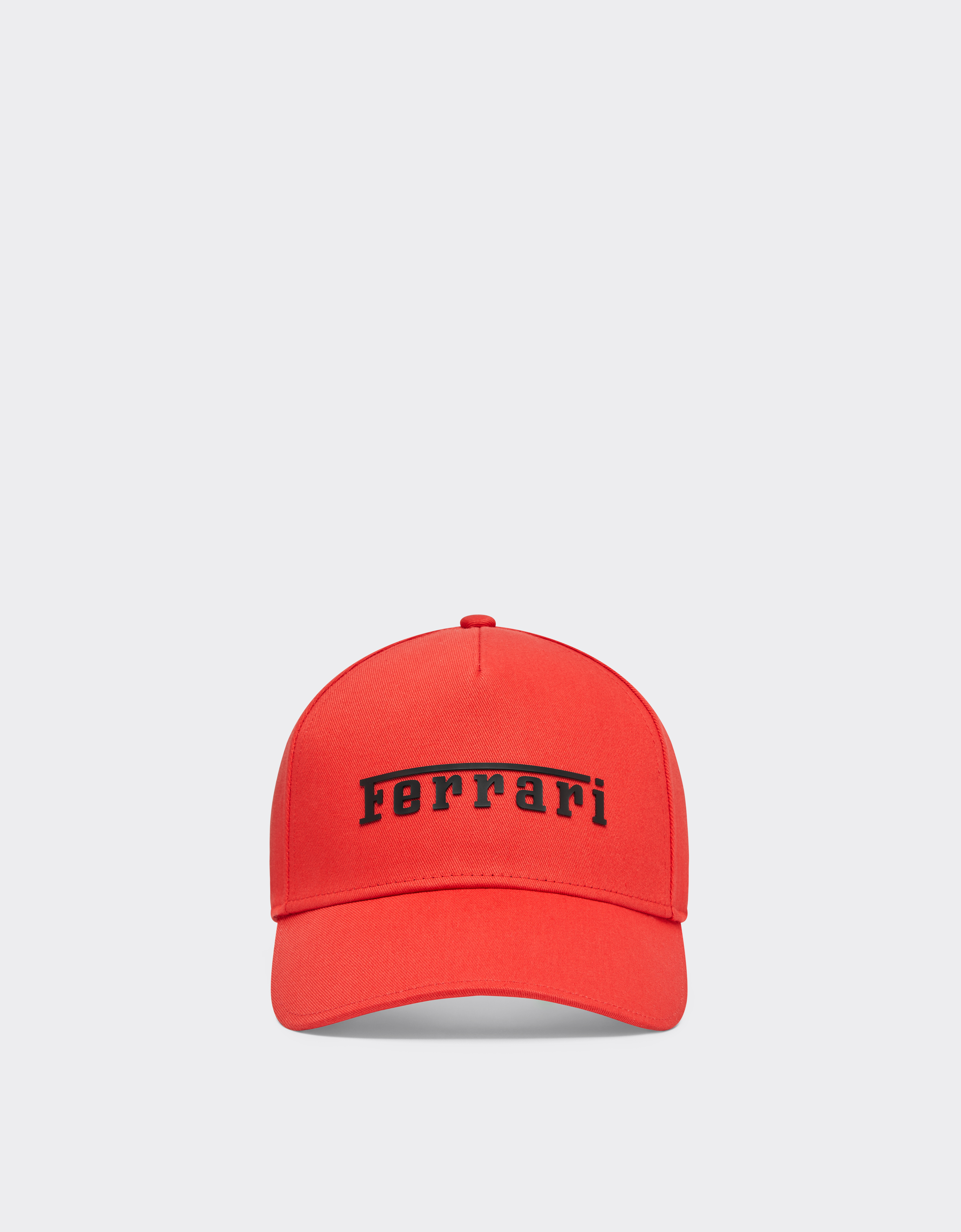 Ferrari Baseball Hat With Rubberised Logo In Rosso Corsa