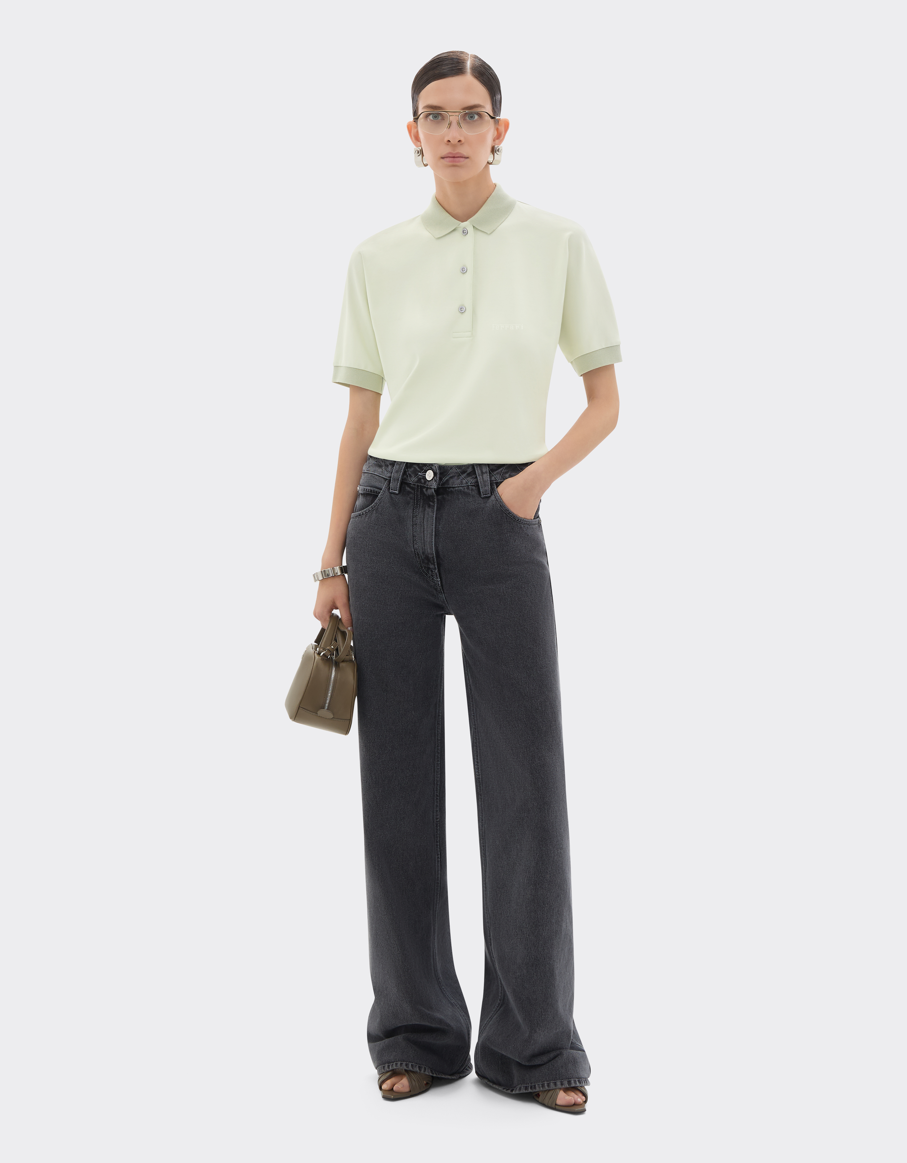  Ferrari Poloshirt Aus Baumwoll-interlock - Female Poloshirts Granite Green L 