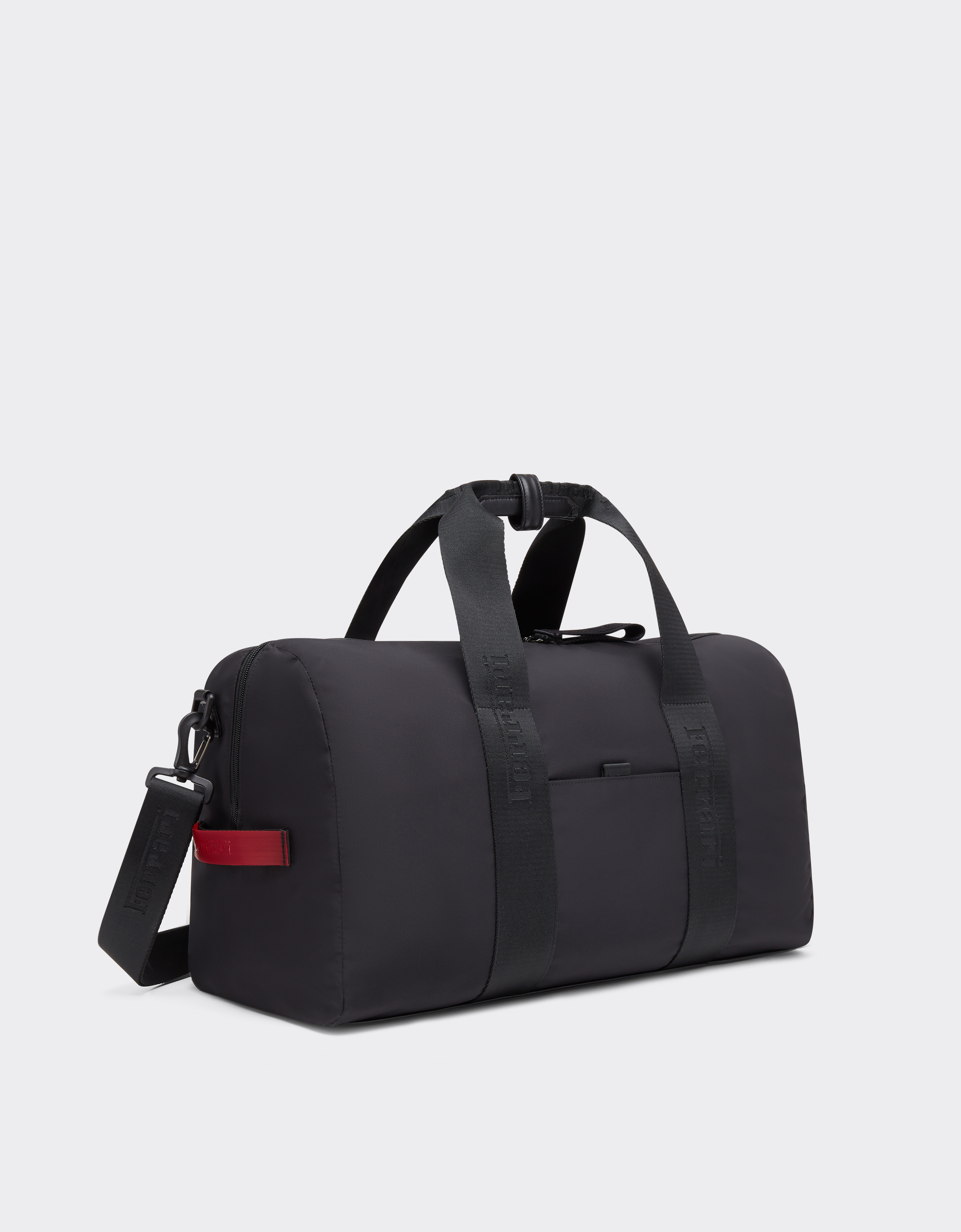 Ferrari Nylon Duffle Bag With  Logo Ribbon In Black