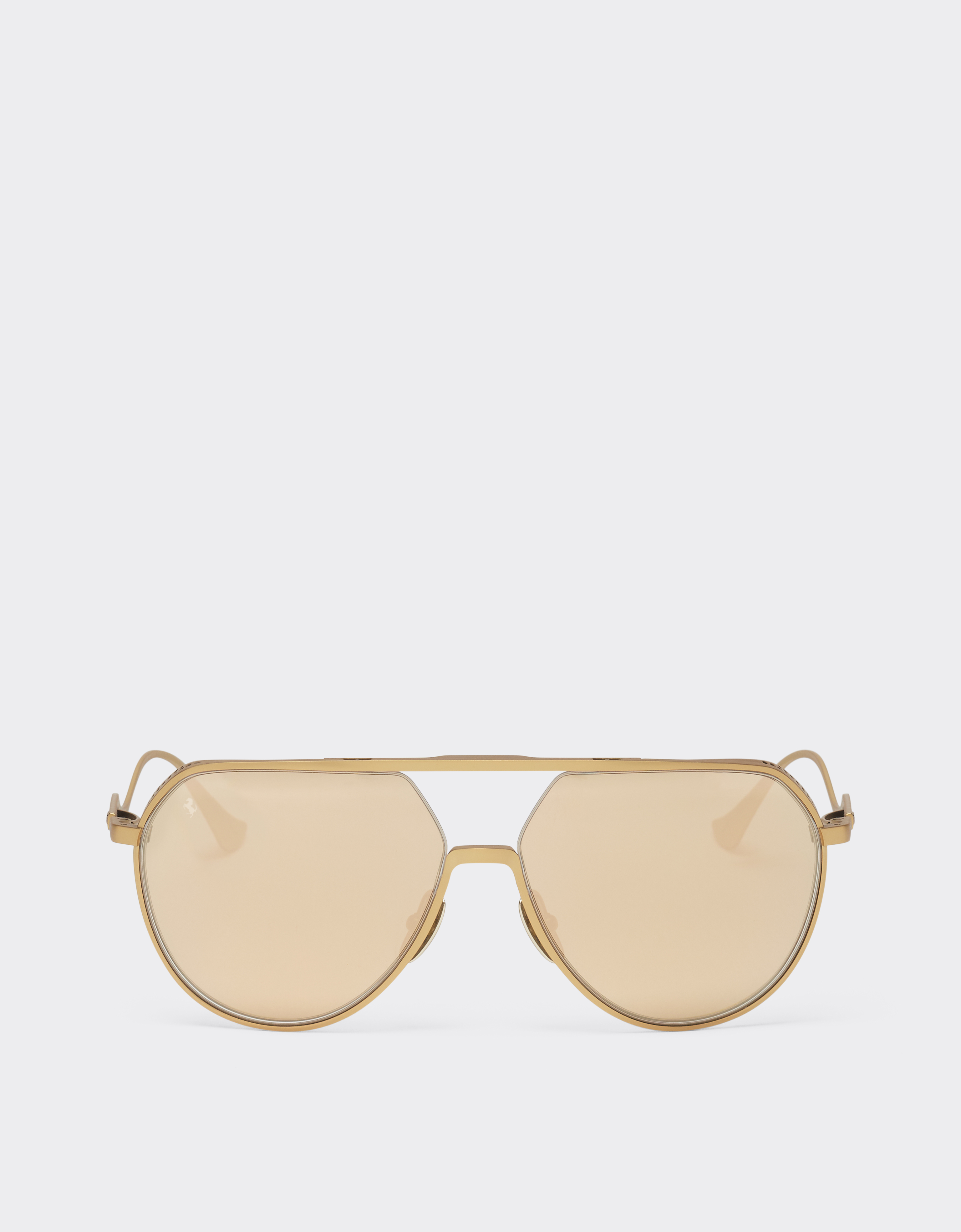 Ferrari Sunglasses In Matt Gold-tone Titanium With Gold Mirror Yellow Lenses In Satin Gold