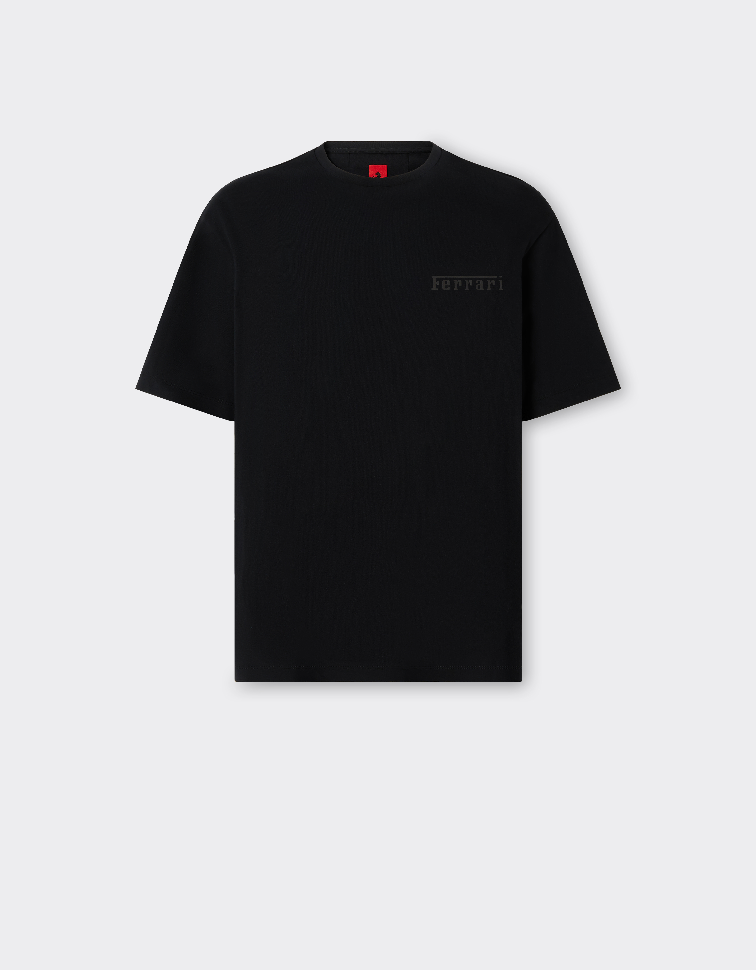 Cotton T shirt with Ferrari logo in Black Ferrari