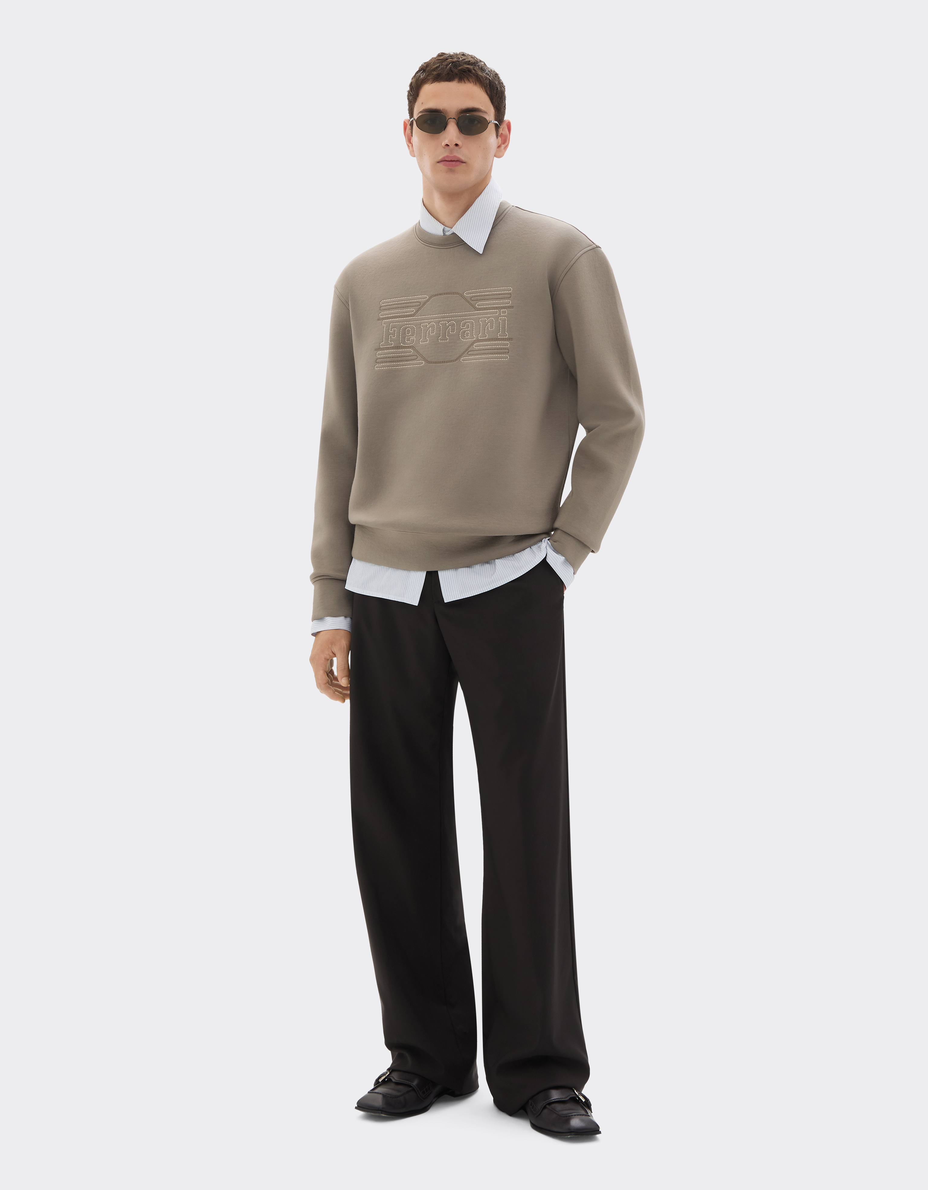  Ferrari Sweatshirt Aus Scuba-material Mit Ferrari-stickerei - Male Pullover & Strickwaren Clay Xl 