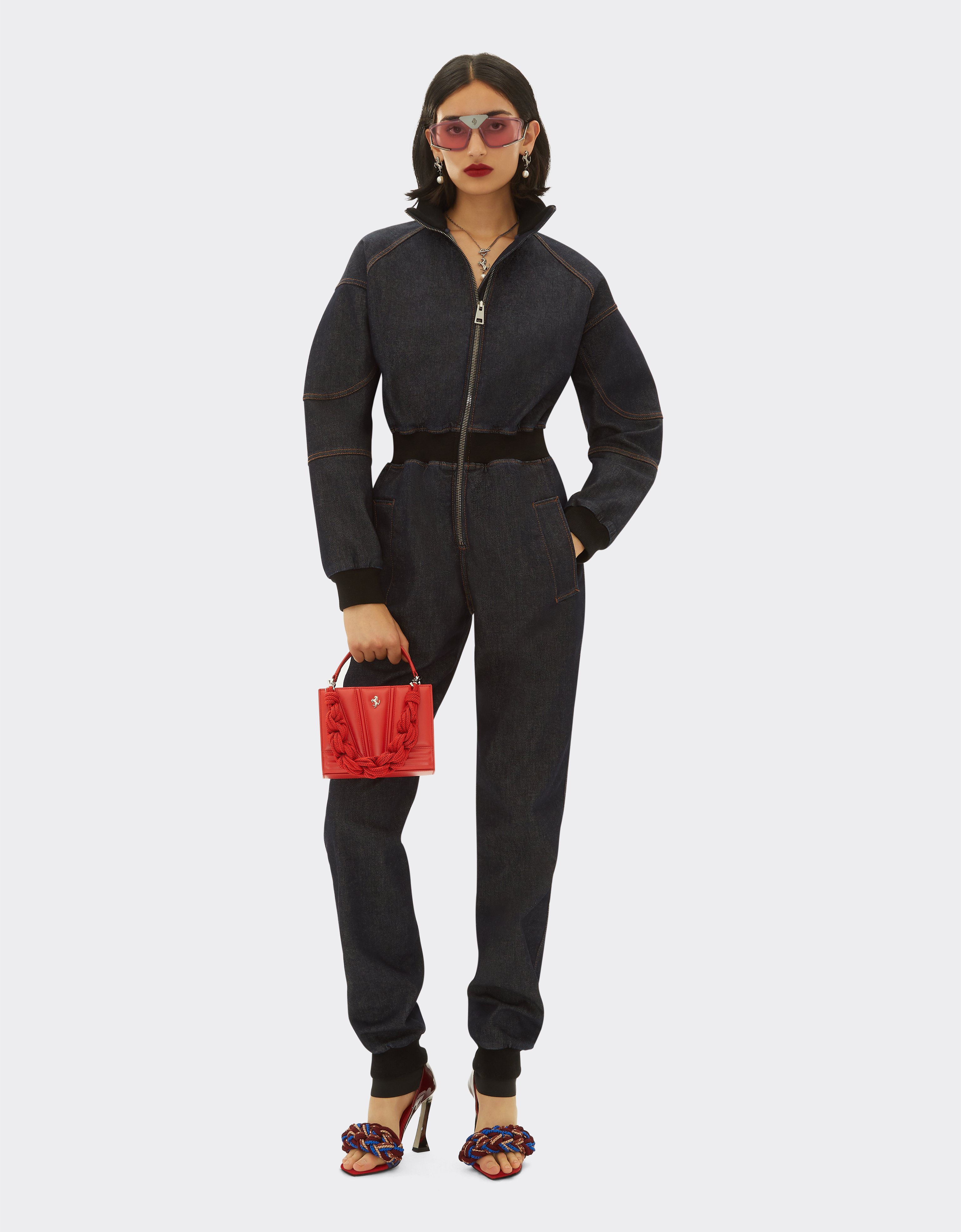 Ferrari Gt Leather Micro Tote Bag With Scoubidou Detail In Rosso Dino