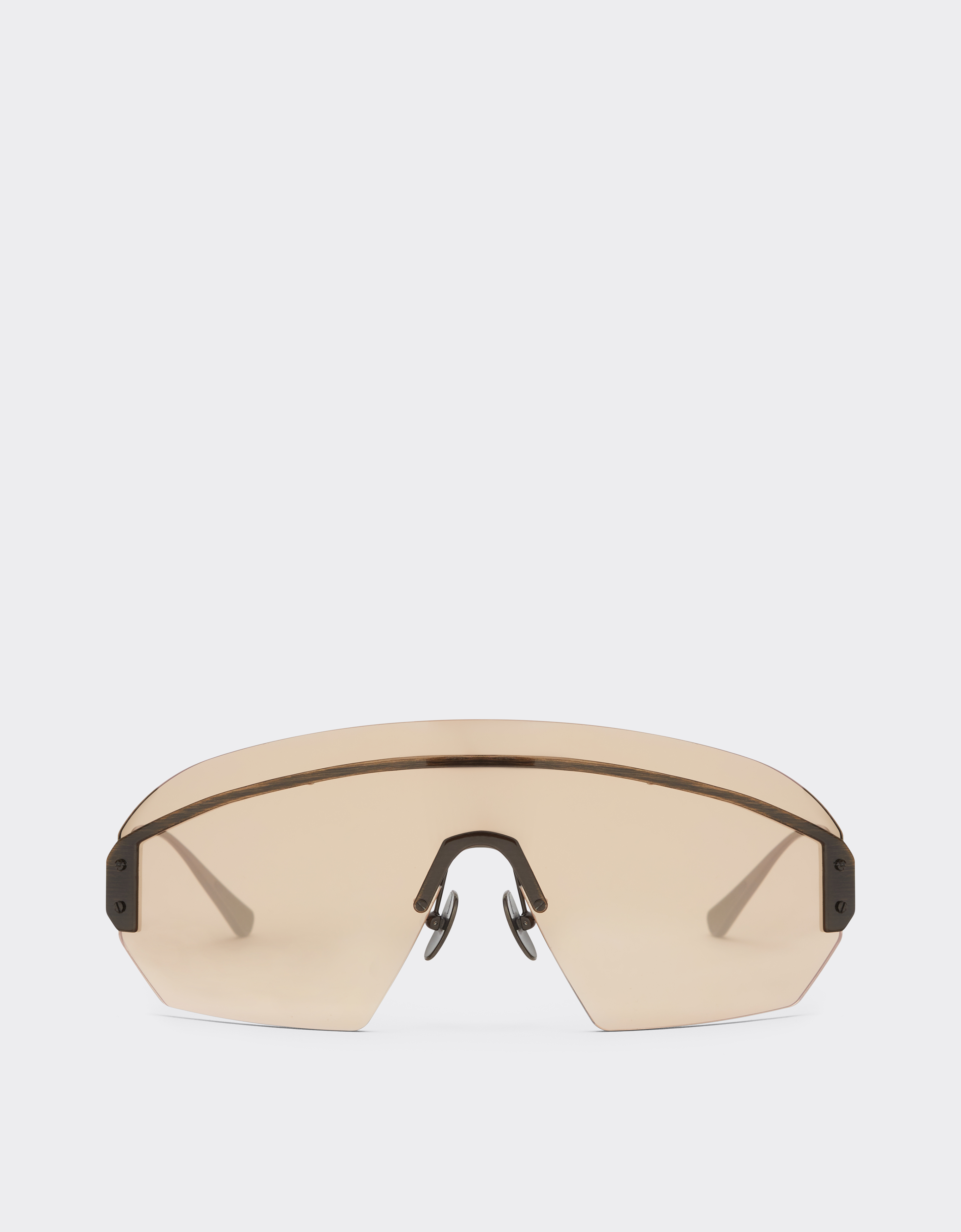 Ferrari Unisex Gold Sunglasses In Antique Metal With Rose Mirrored Lenses - Os