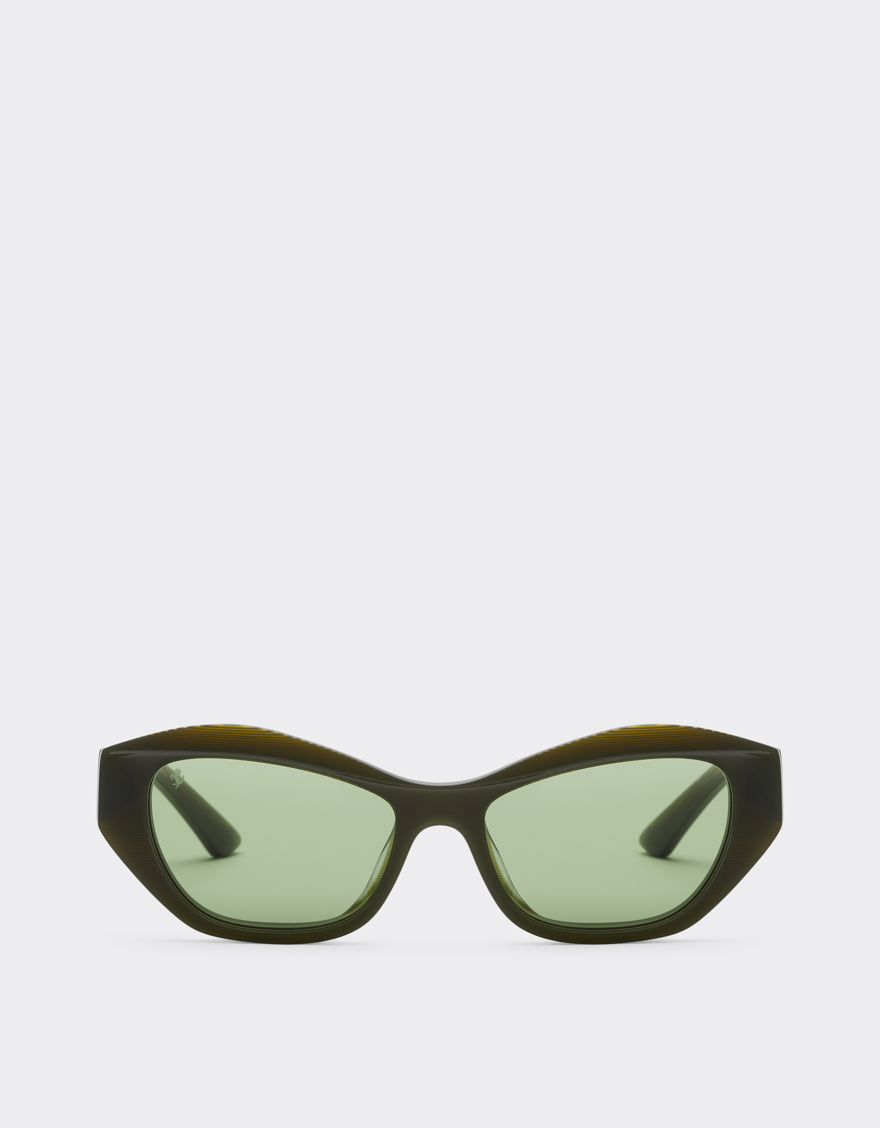Ferrari Sunglasses In  Green Striped Acetate  With Solid Green Lenses In Black