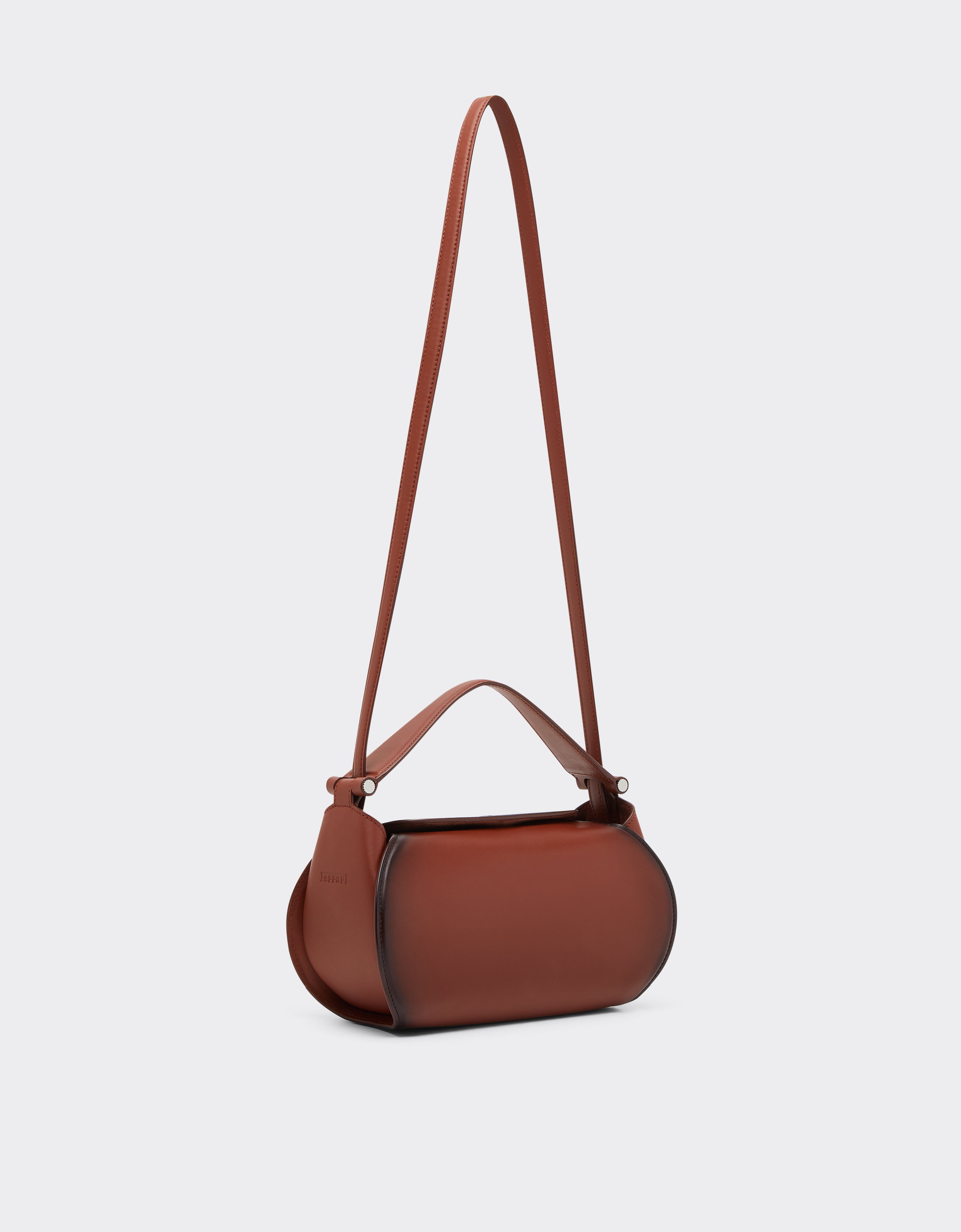 Ferrari La  Dino Top Handle Bag In Gradient Leather In Brown