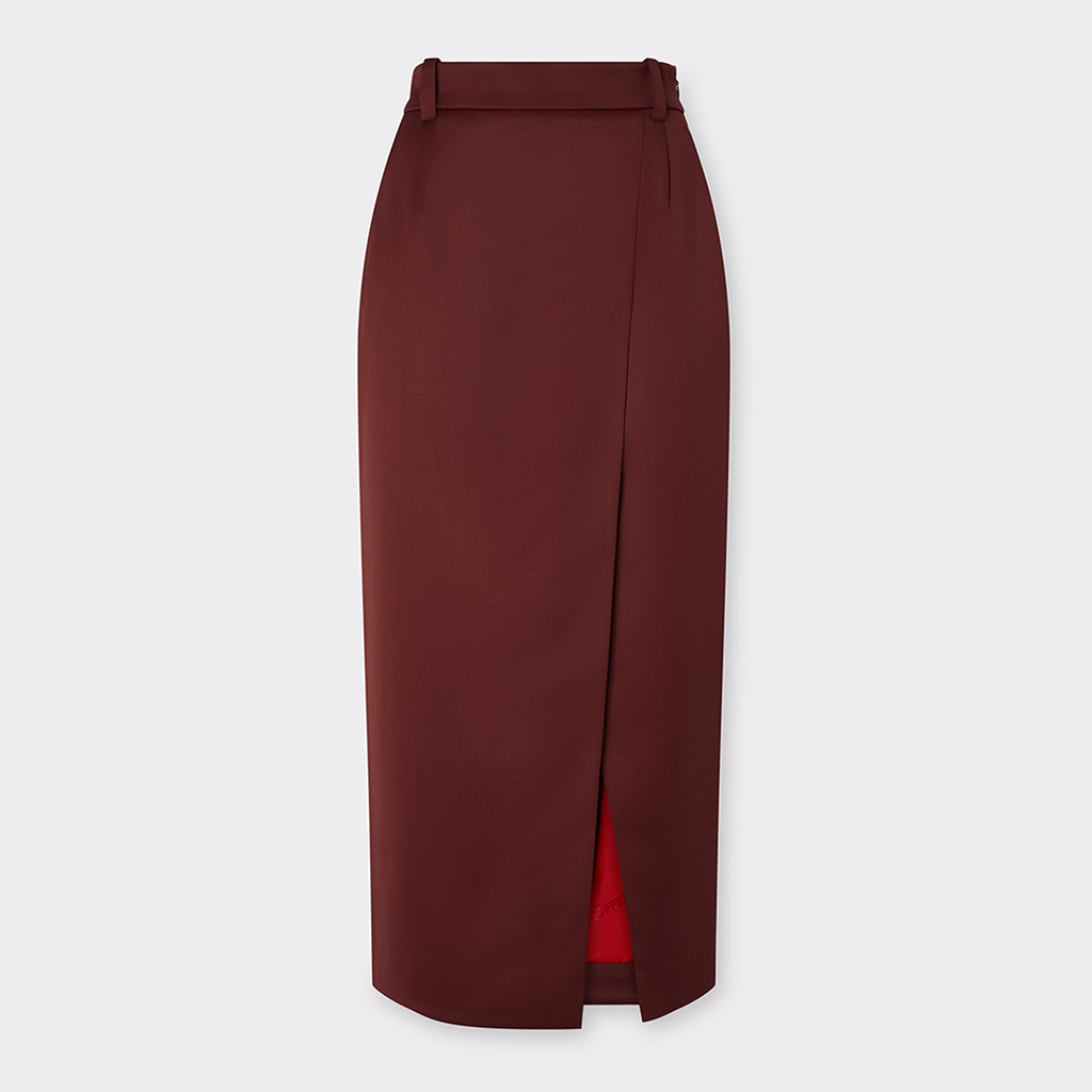 Ferrari Wool Satin Skirt In Brown