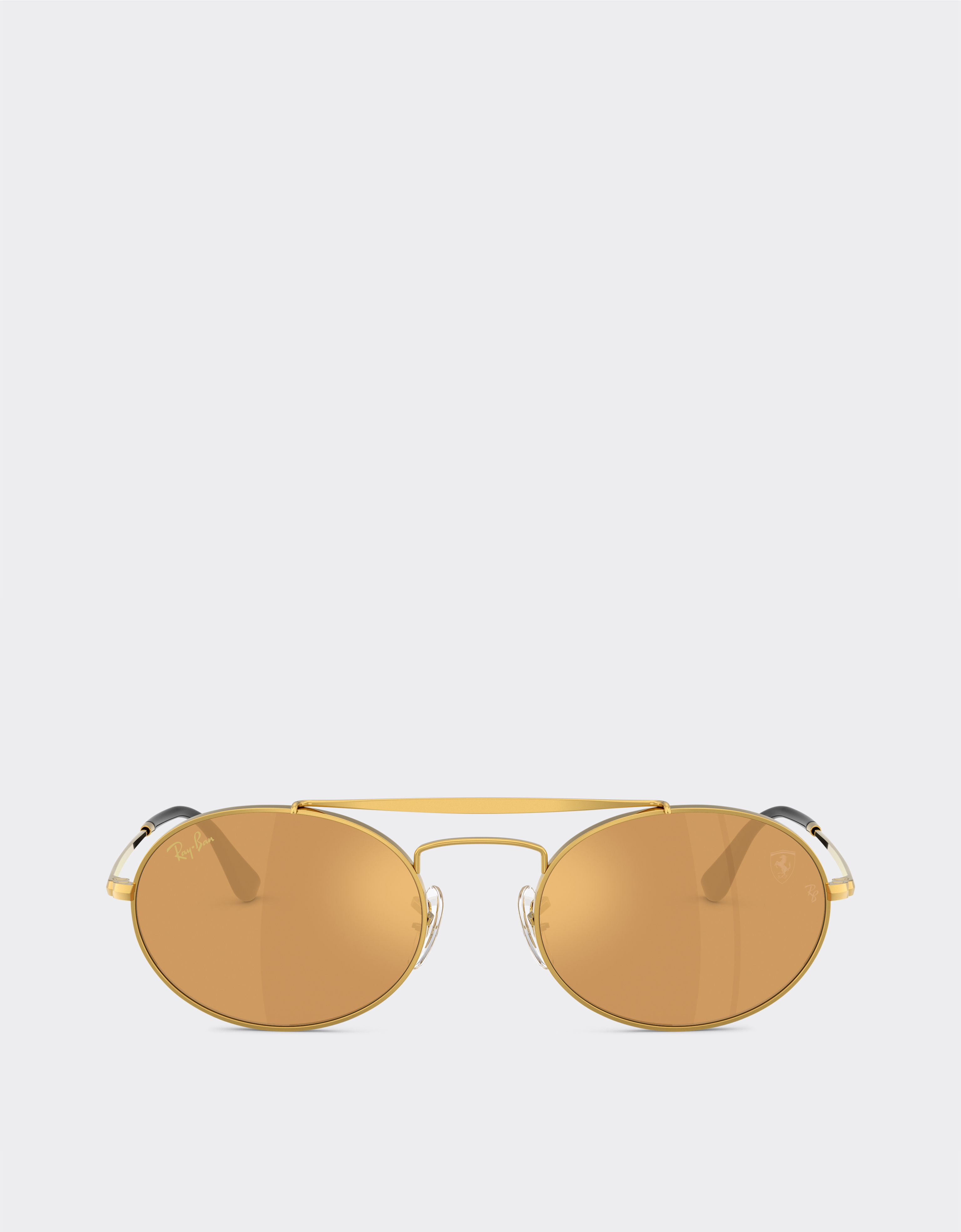 Ferrari Ray-ban For Scuderia  Rb3775m In Gold Metal With Light Brown Mirrored Gold Lenses