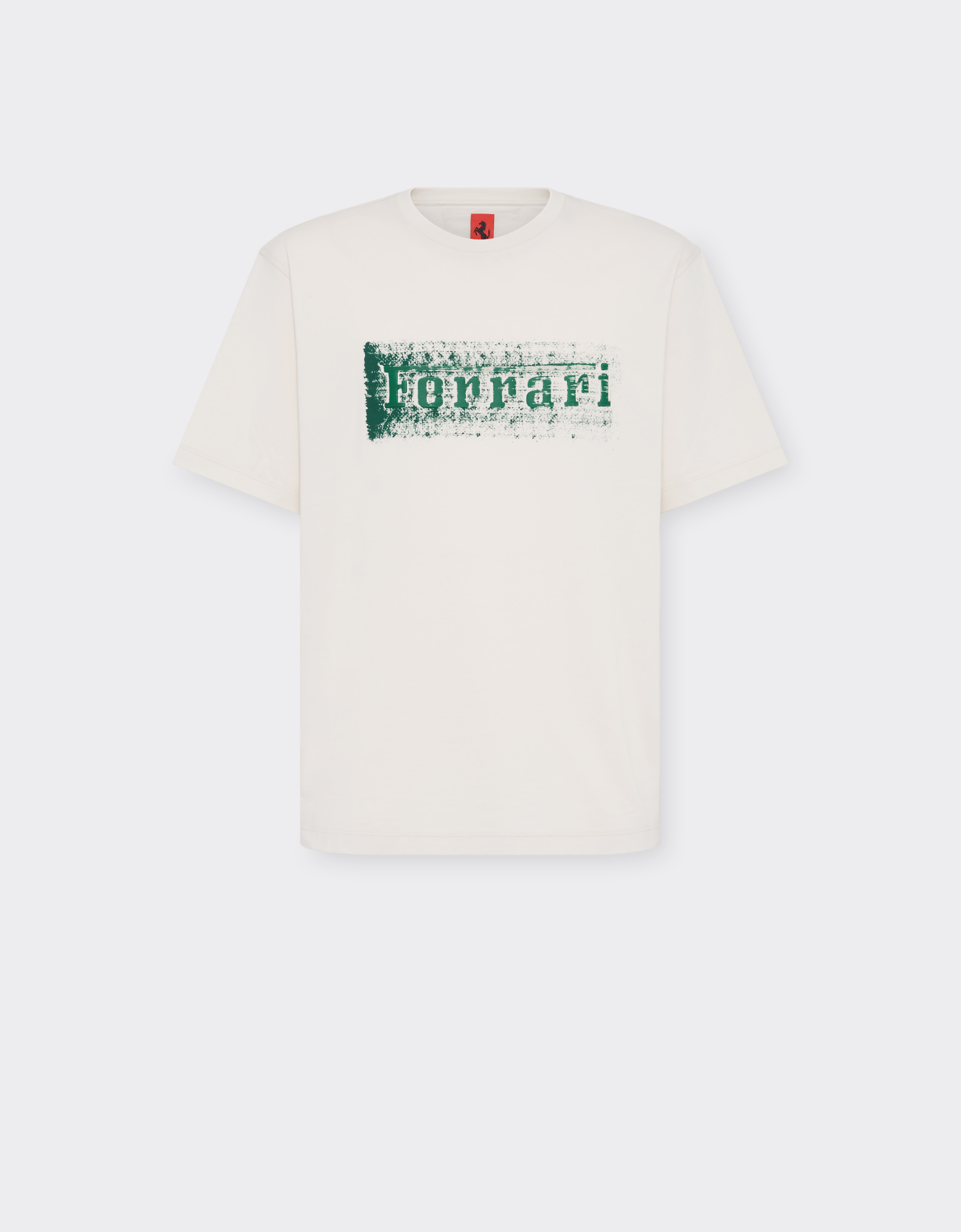 Ferrari T-shirt With  Logo Graphic In Ecru