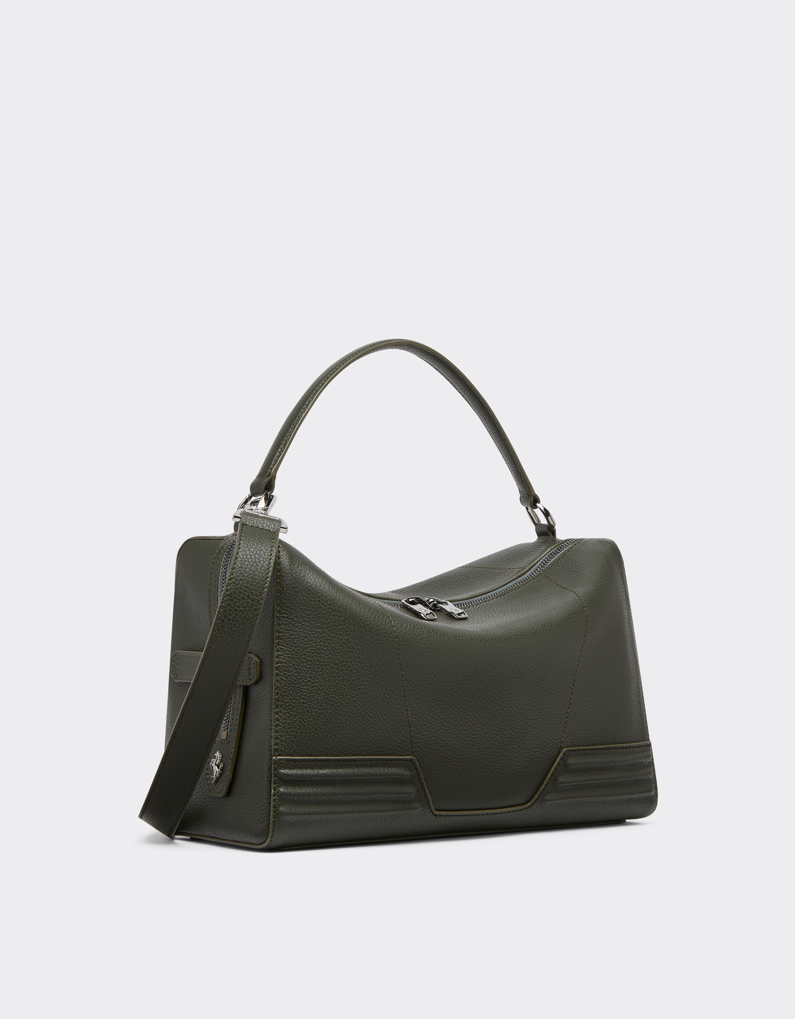 Ferrari Gt Soft Hammered Leather Mini Shoulder Bag In Army
