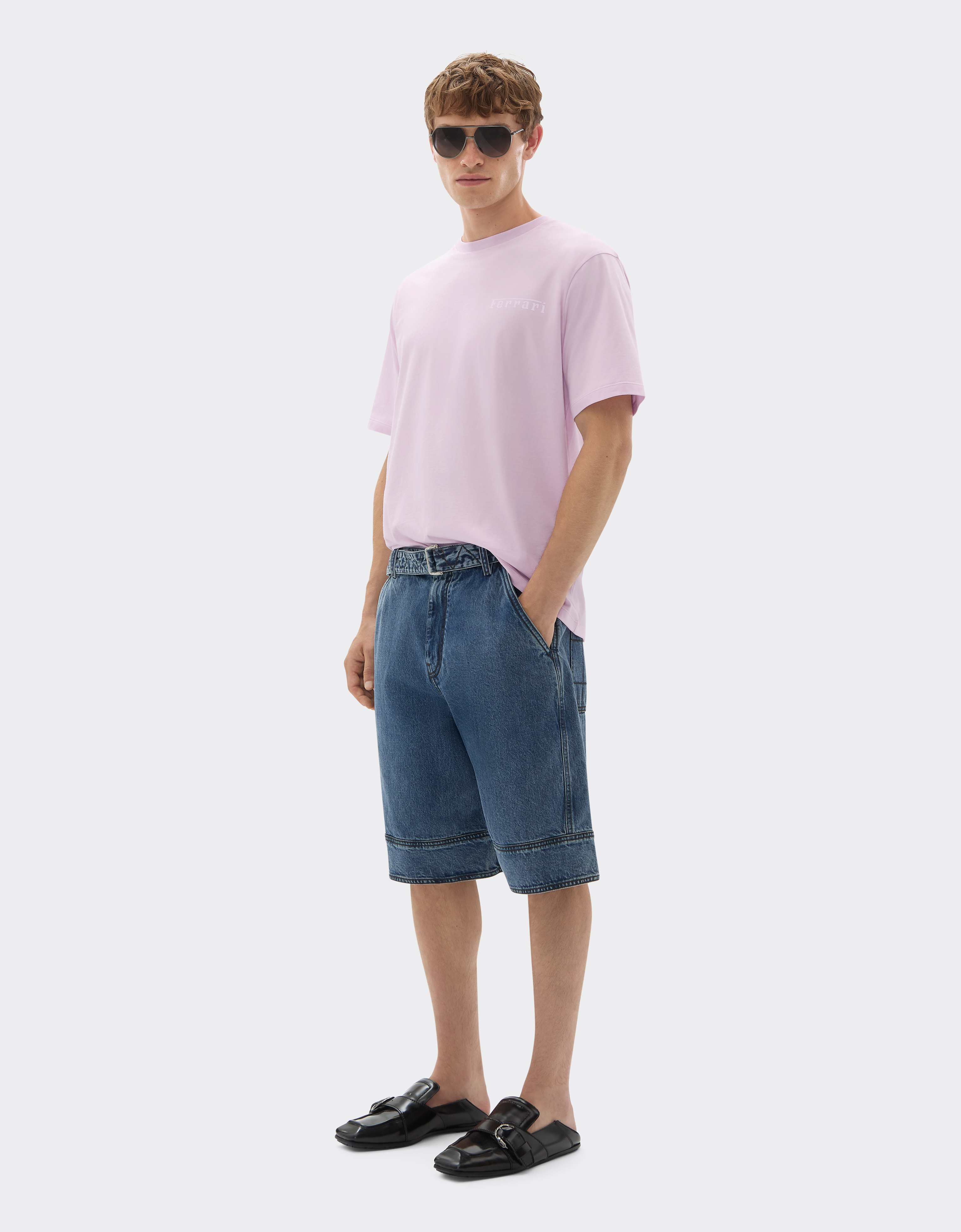 Ferrari Cotton T-shirt With  Logo In Purple