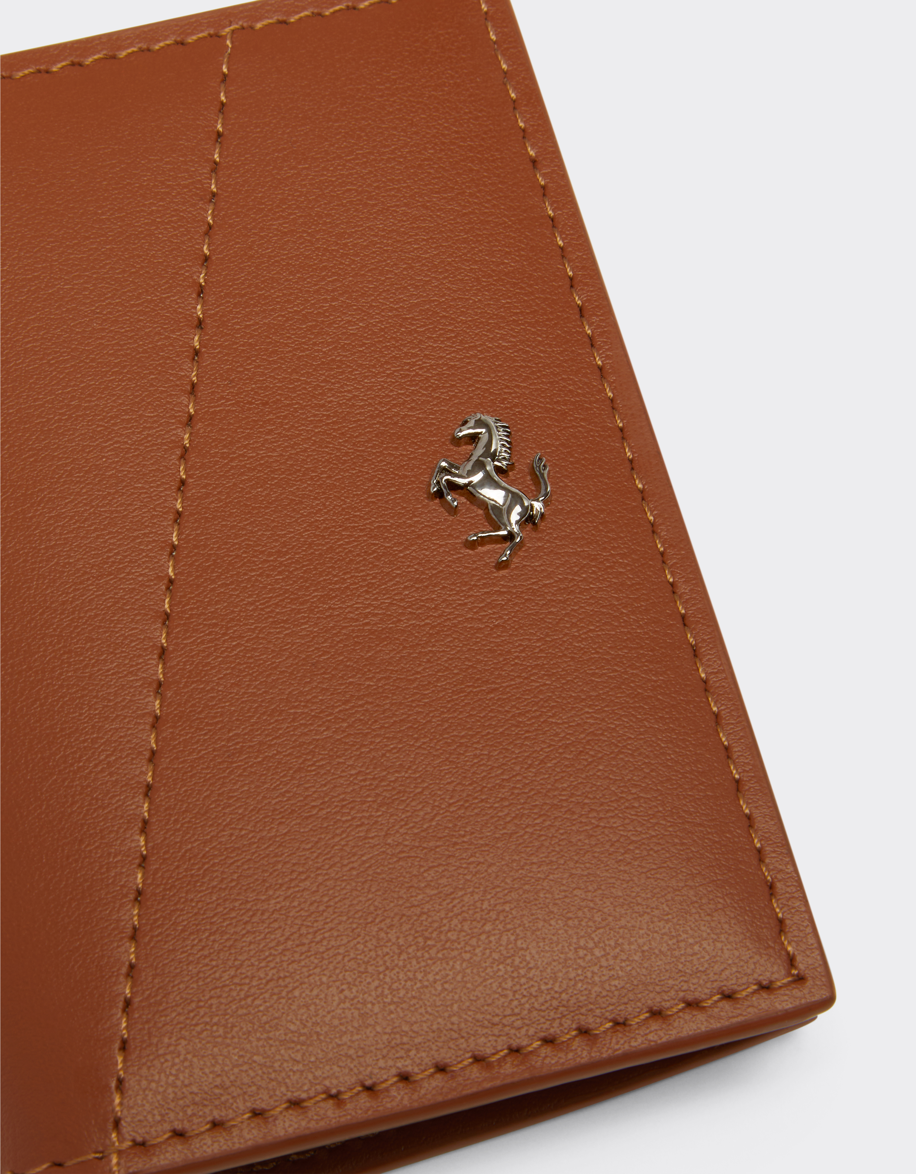 Ferrari Foldable Card Holder In Smooth Leather In Hide