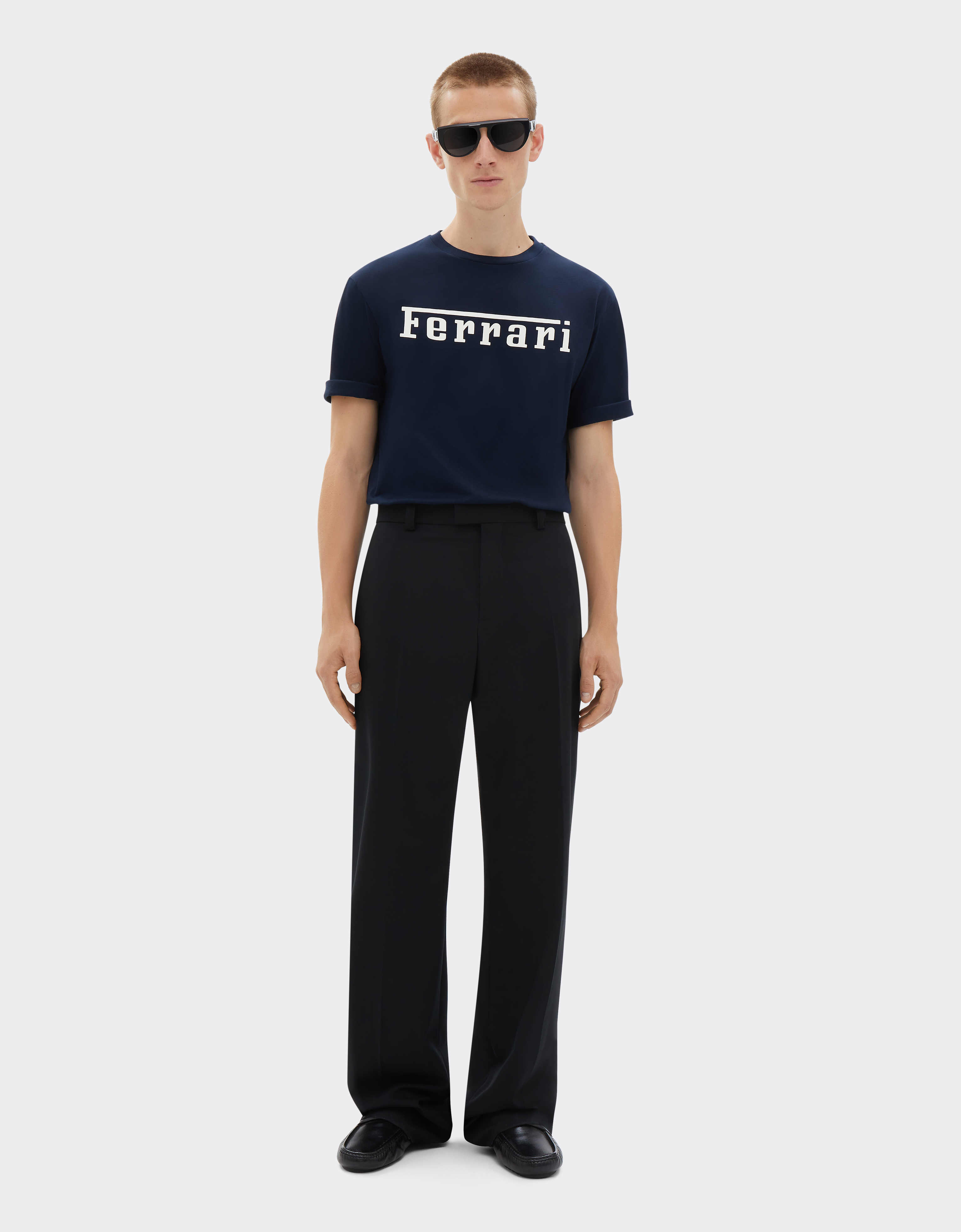 Ferrari Cotton T-shirt With  Logo In Navy