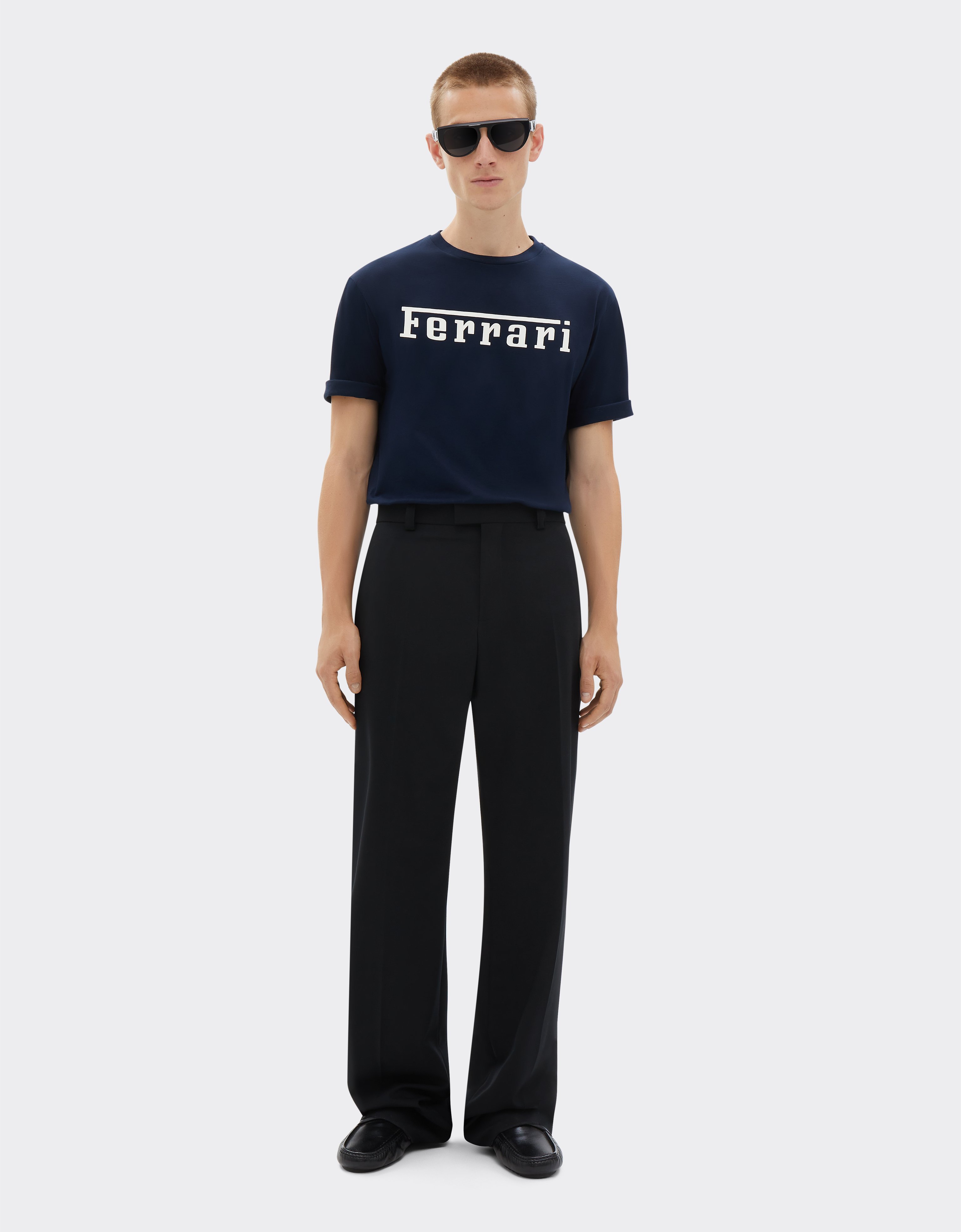 Ferrari Cotton T-shirt With Logo In Navy