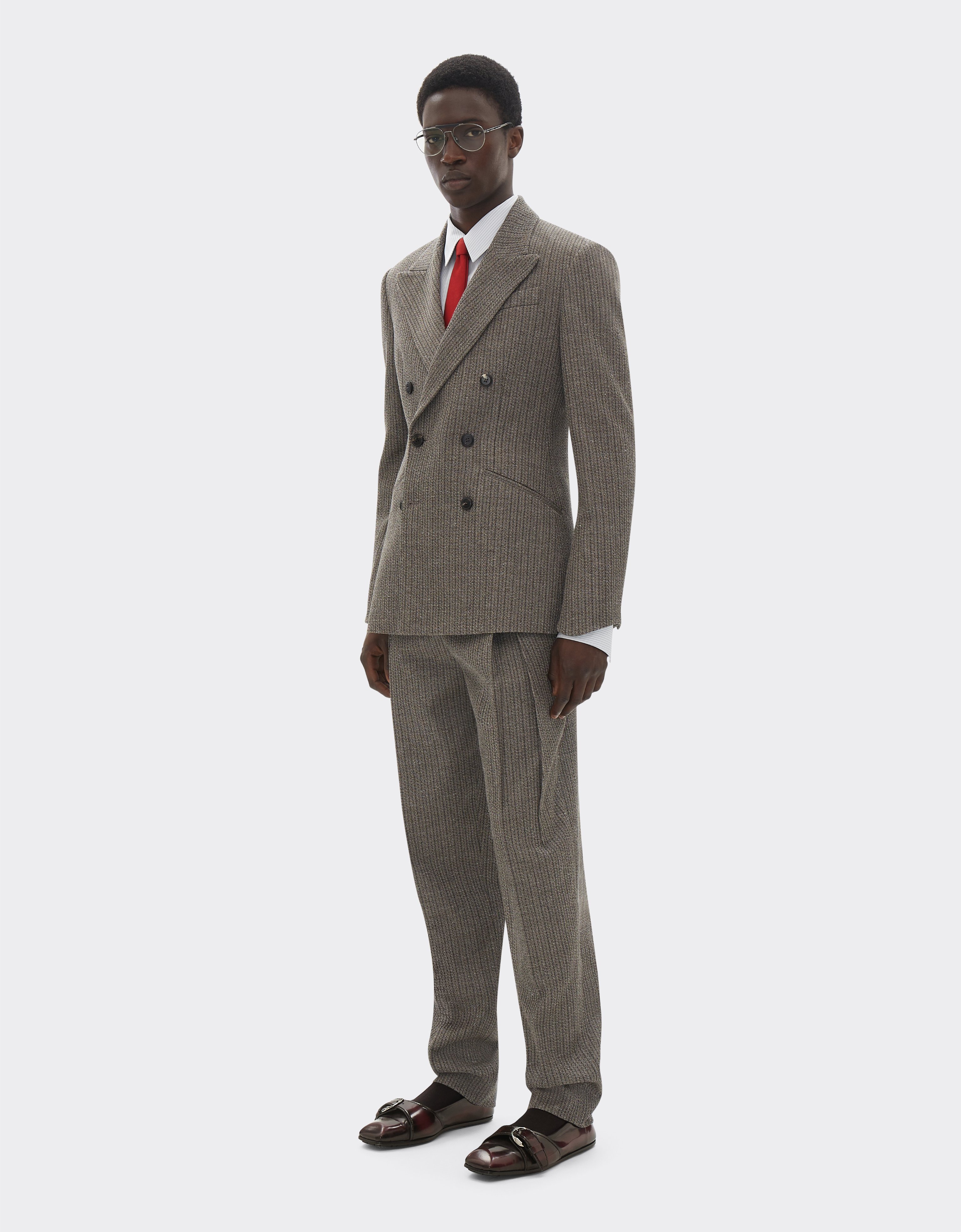 Ferrari Double-breasted Blazer In Mélange Wool In Gray