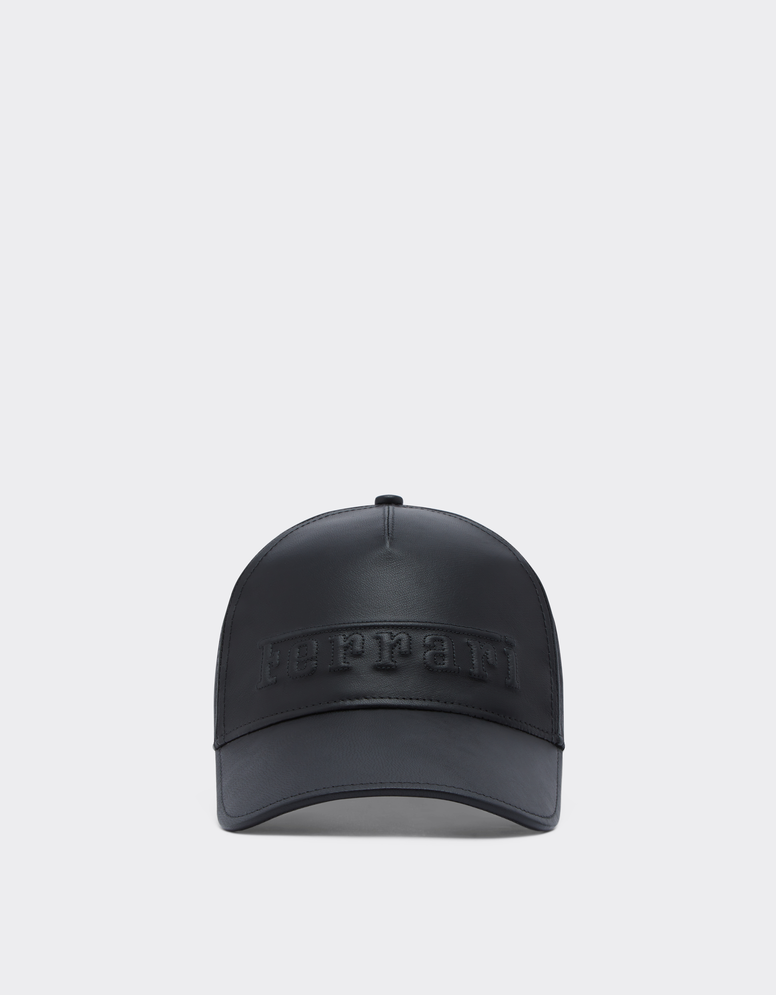 Ferrari Baseball Cap In Nappa Leather With  Logo In Black