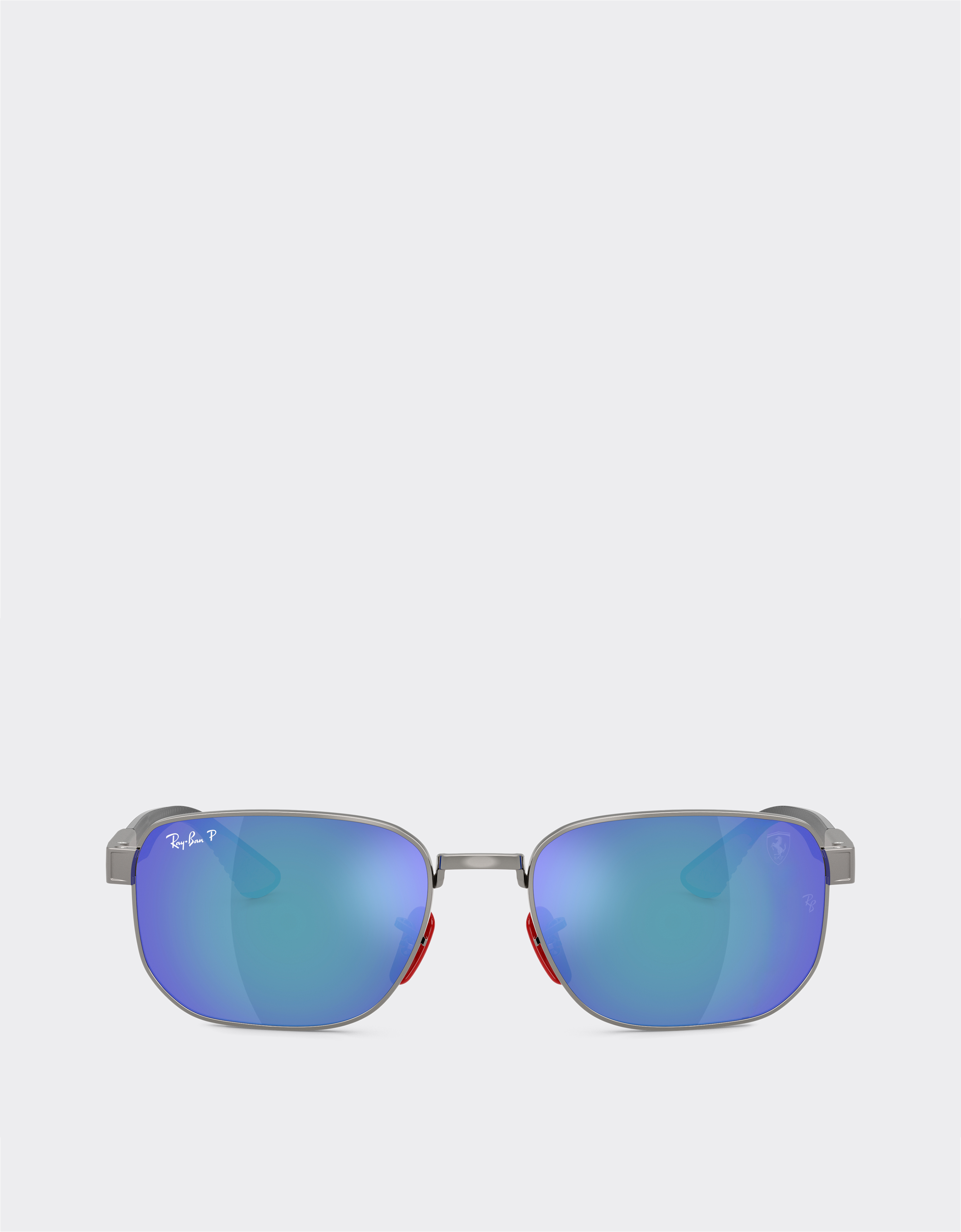 Ferrari Unisex Gunmetal Ray-Ban Pour Scuderia Rb8329m En Métal Canon De Fusil Avec Verres Gris Miroir Bleu Polarisés - Lunettes De Soleil Os
