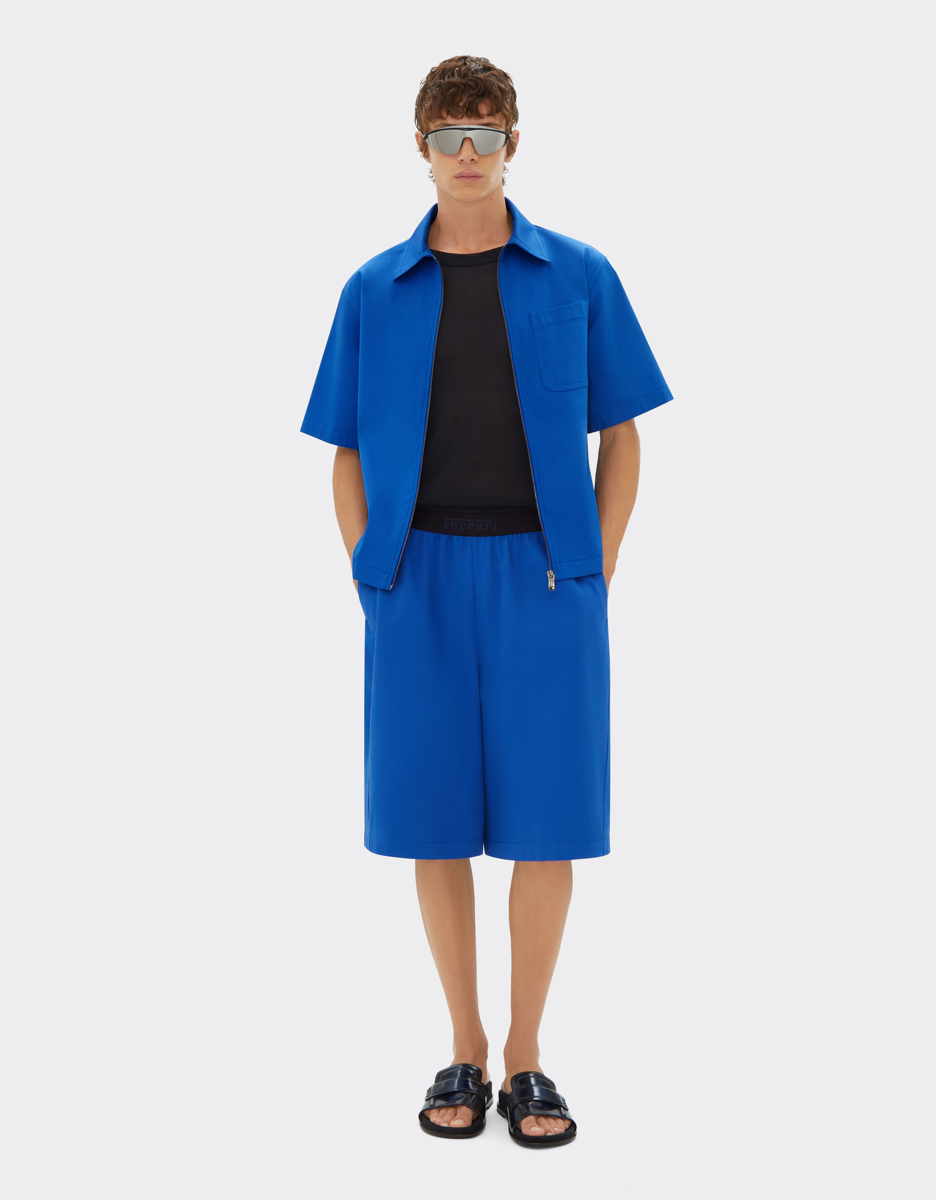 Ferrari Short Trousers In Cotton Gabardine In Klein Blue