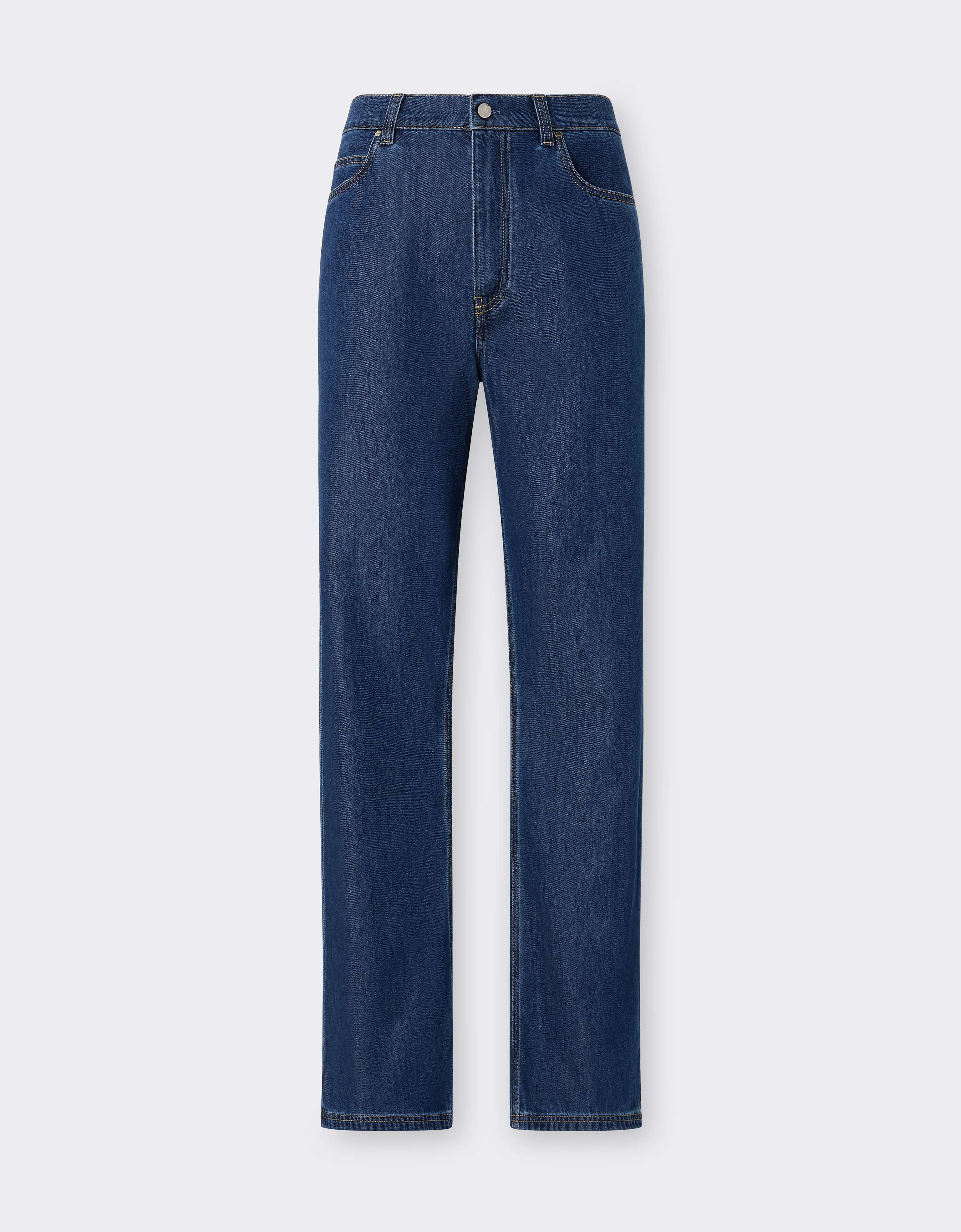 Ferrari Men's Blu Denim 5-Pocket Denim Trousers With Alcantara® Details - Ready To Wear 34