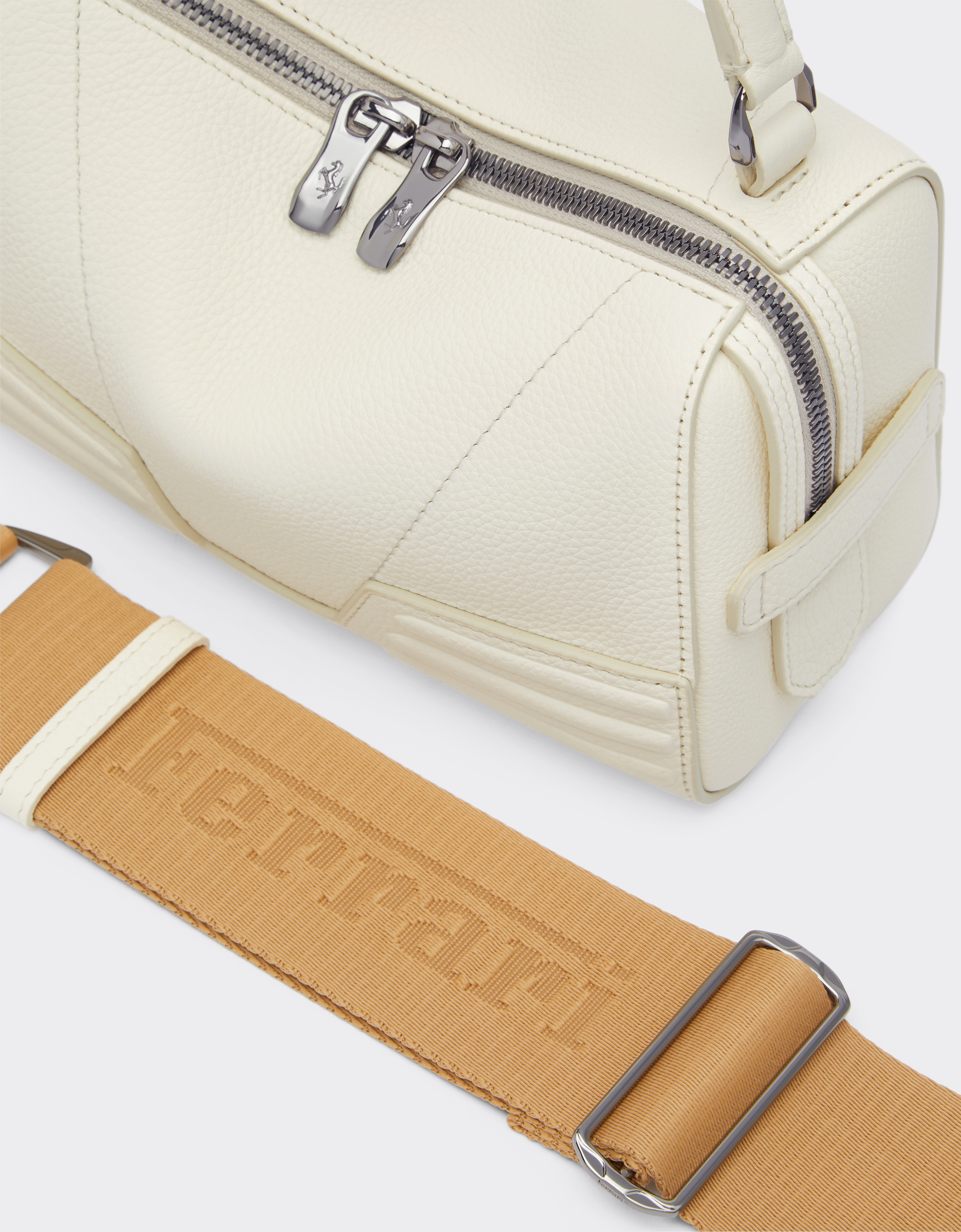 Ferrari Gt Soft Micro Bag In Grained Leather In Ivory