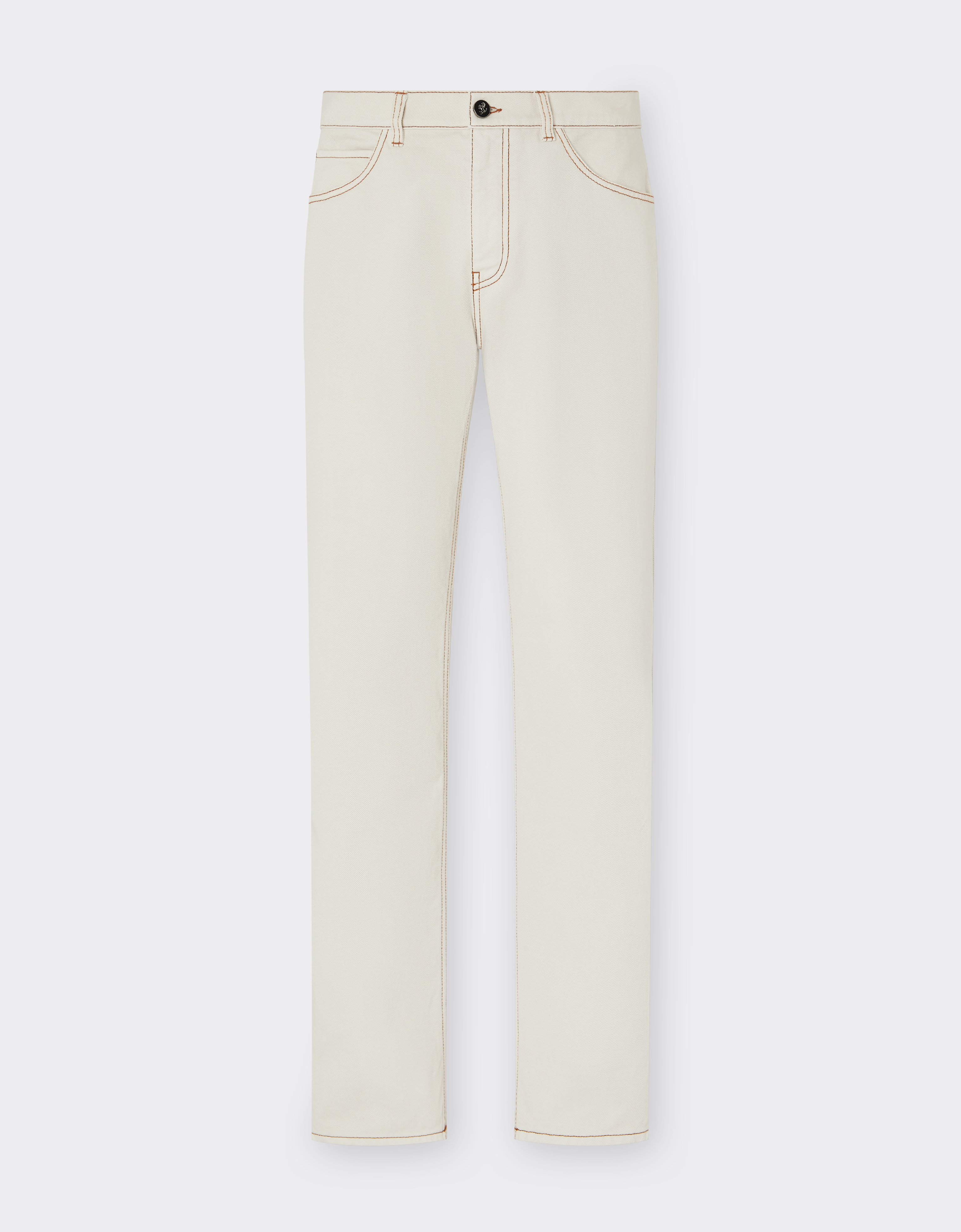 Ferrari Five-pocket Denim Trousers In Ecru