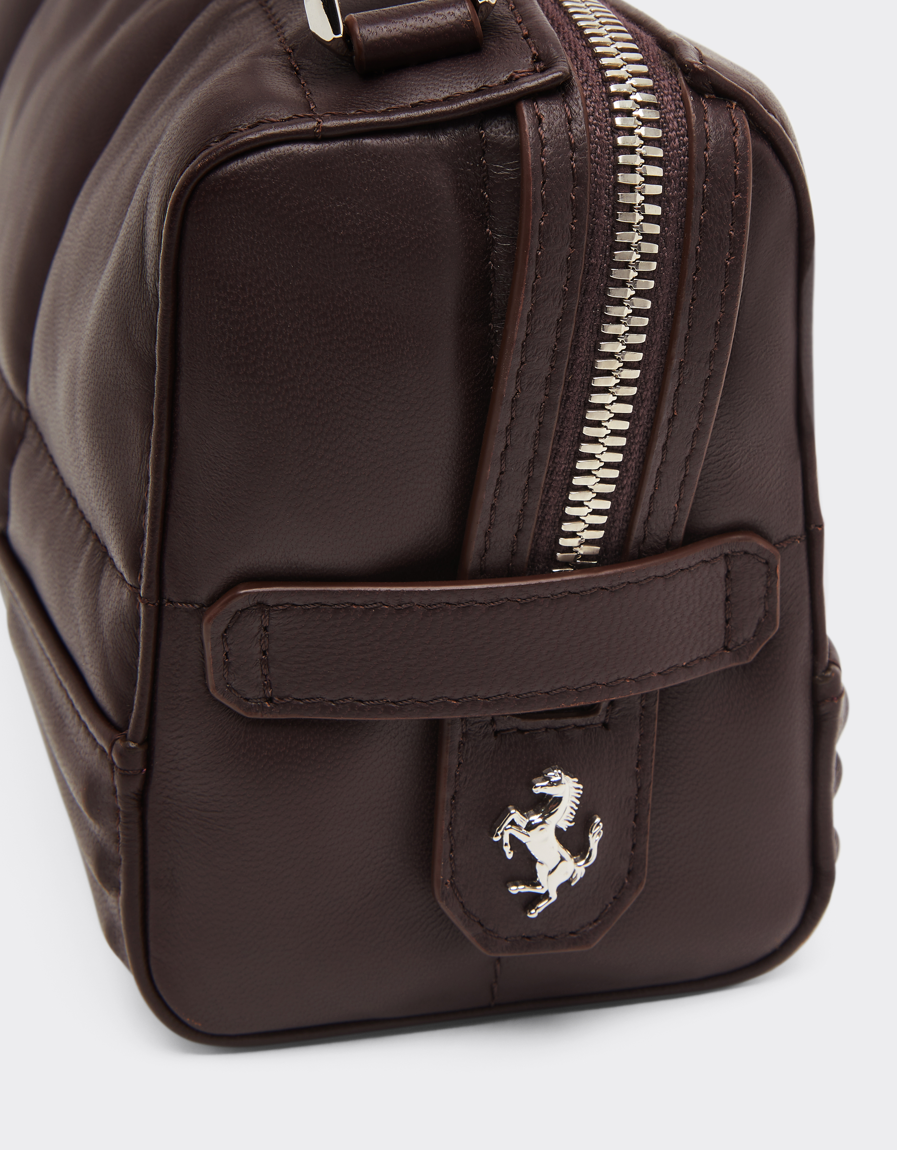 Ferrari Gt Soft Shoulder Bag In Quilted Leather In Brown