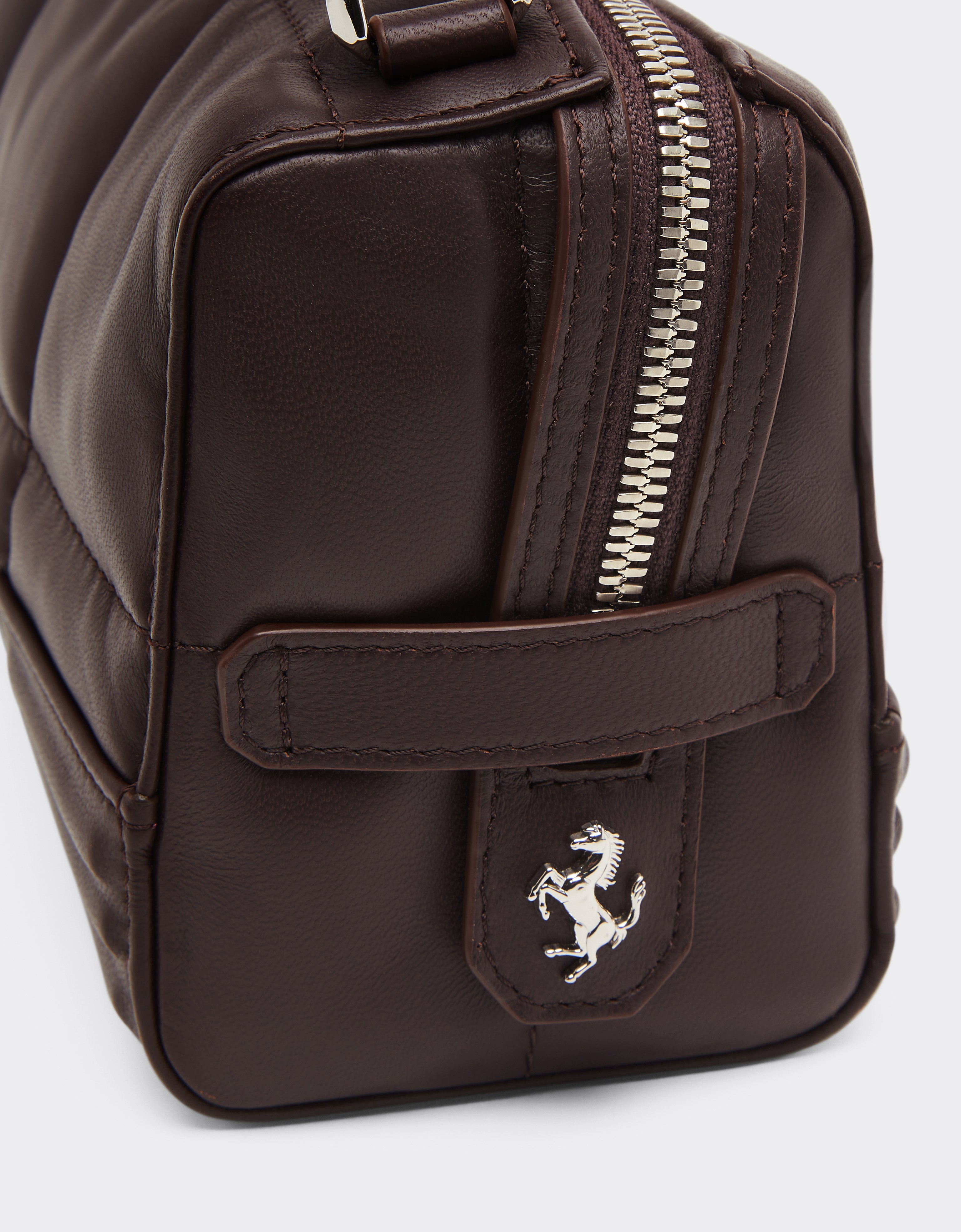 Ferrari Gt Soft Shoulder Bag In Quilted Leather In Brown