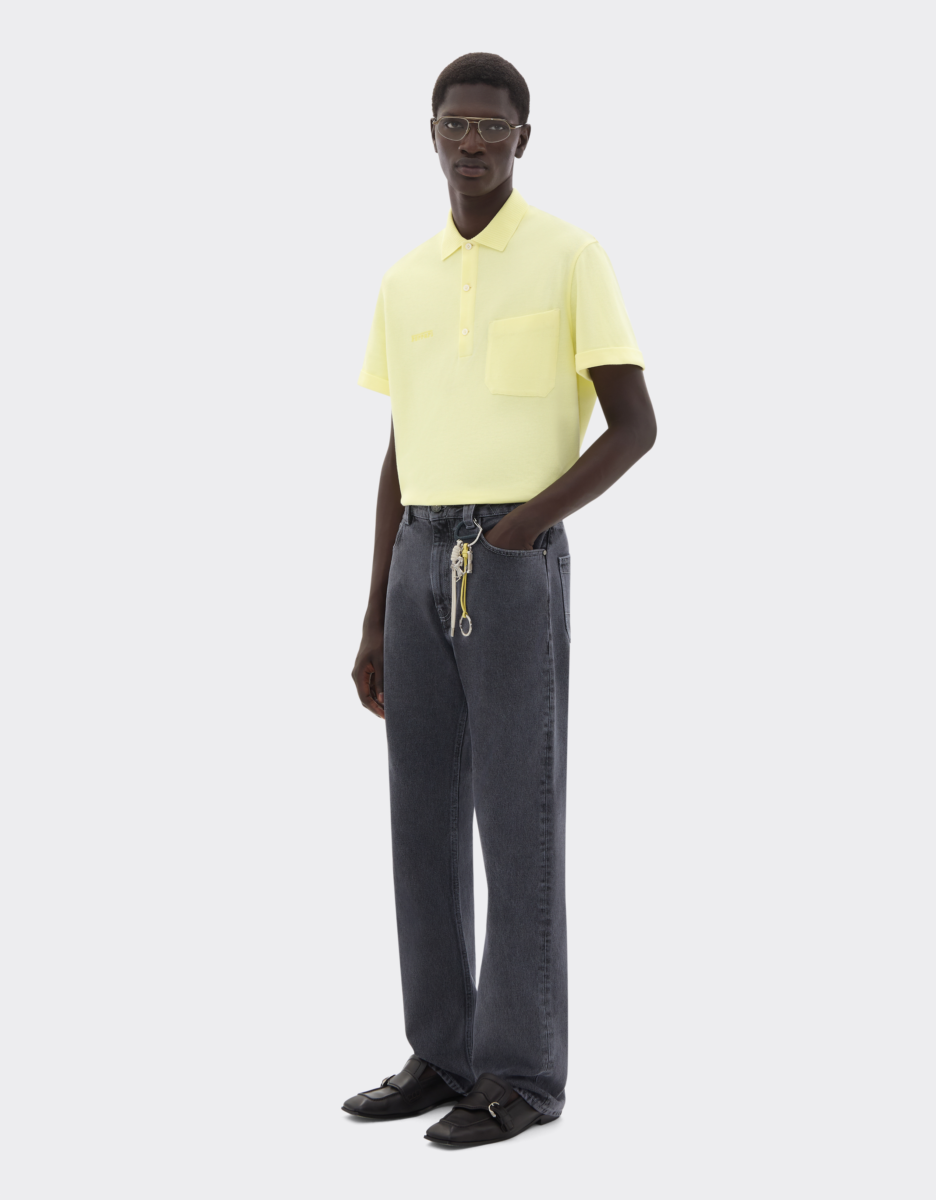  Ferrari Polohemd Aus Jersey - Male Poloshirts Irisgelb Xs 
