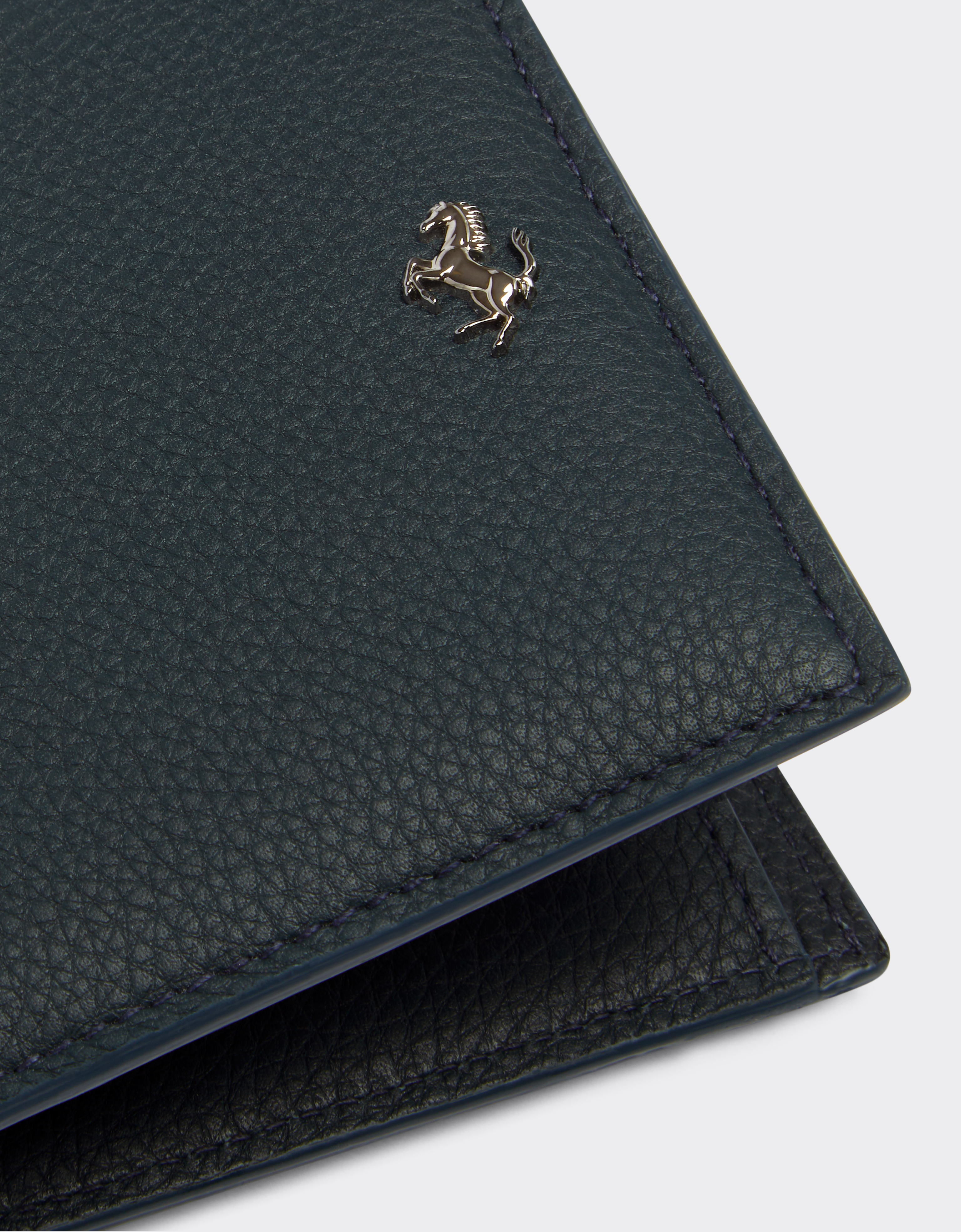 Shop Ferrari Textured Leather Horizontal Wallet With Coin Pocket In Navy