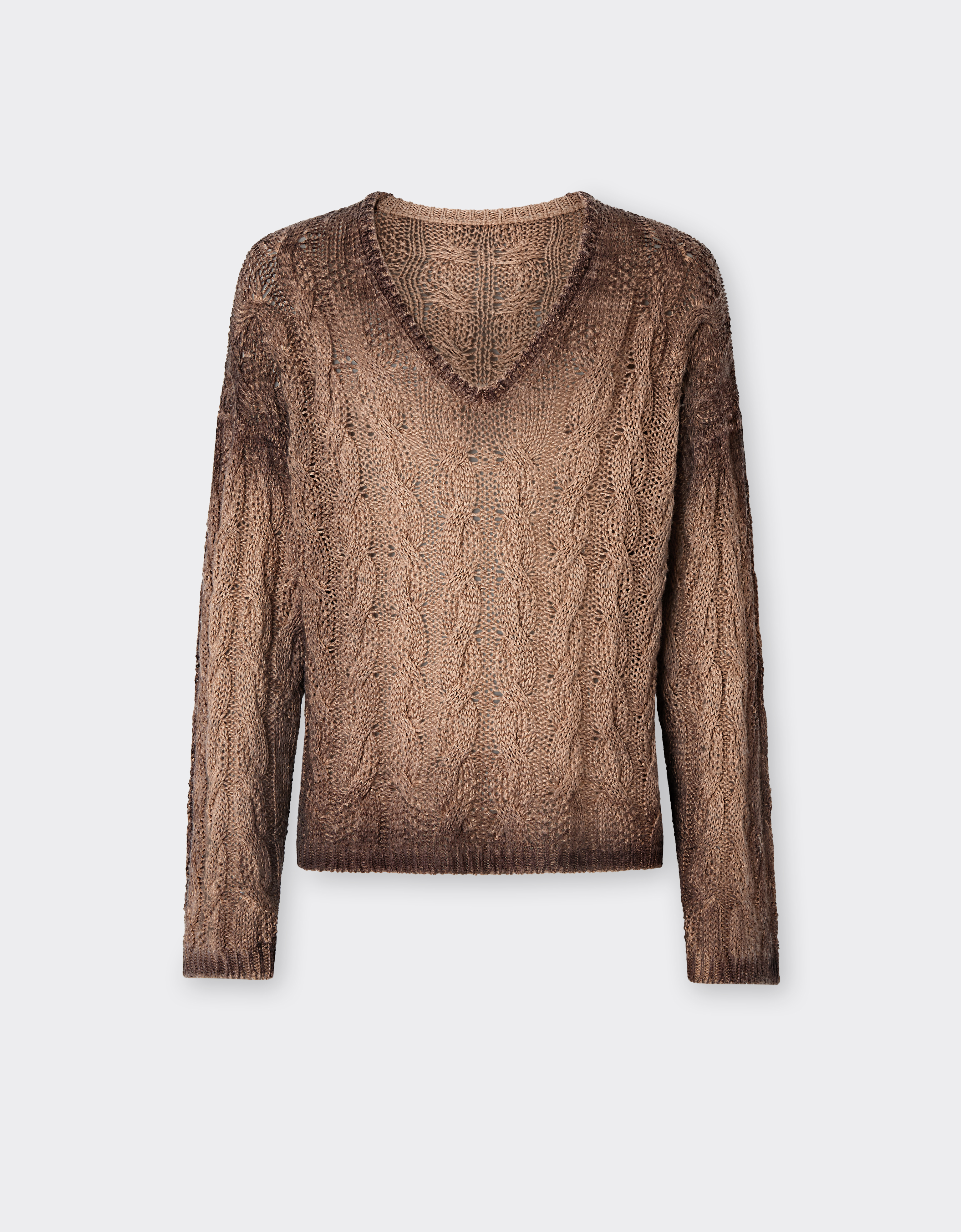 Ferrari Men's Marrone Scuro Linen And Cashmere Knit - Sweaters & Knitwear 44