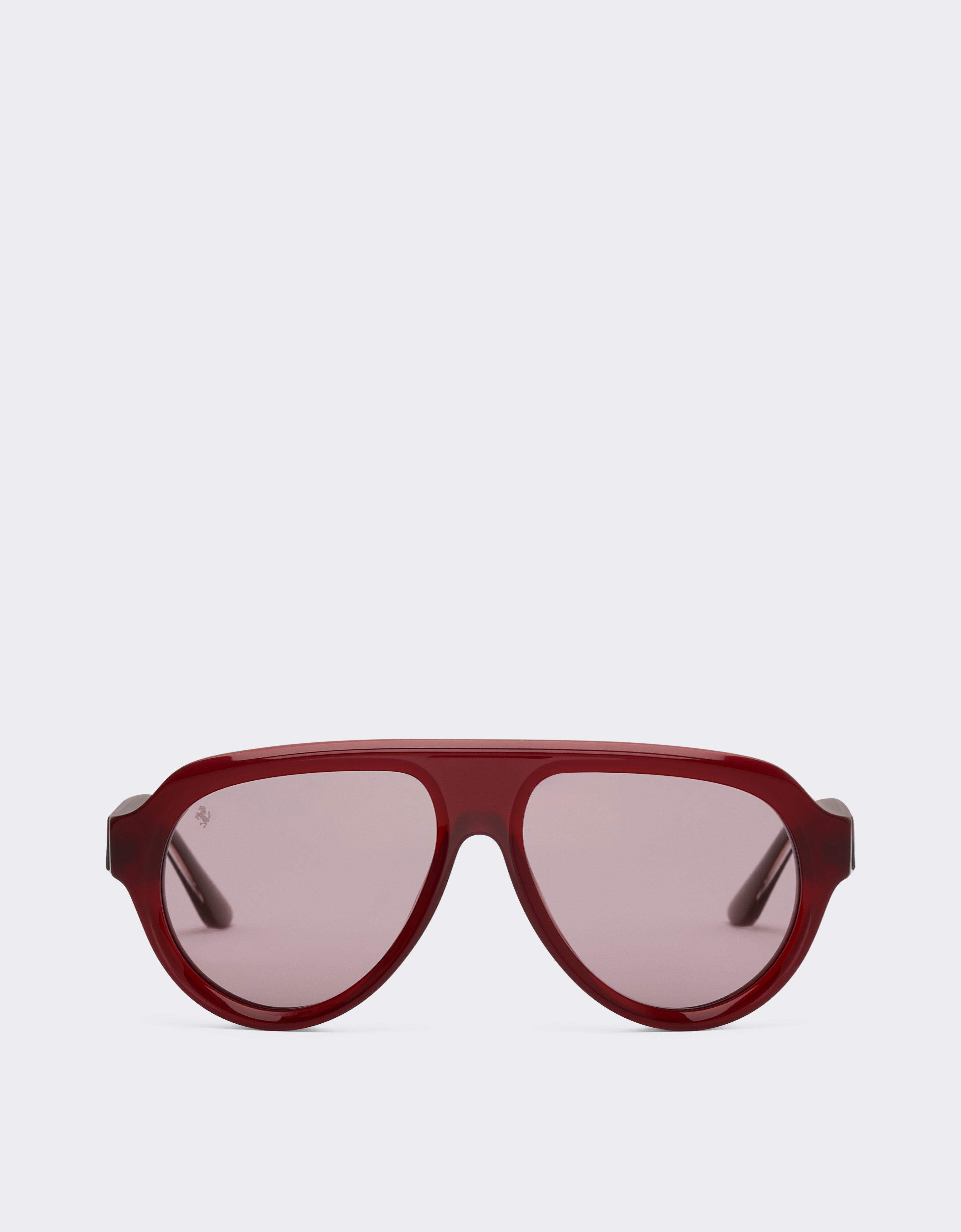 Ferrari Sunglasses In Opal Red Acetate With Gold Mirrored Violet Polarized Lenses In Red