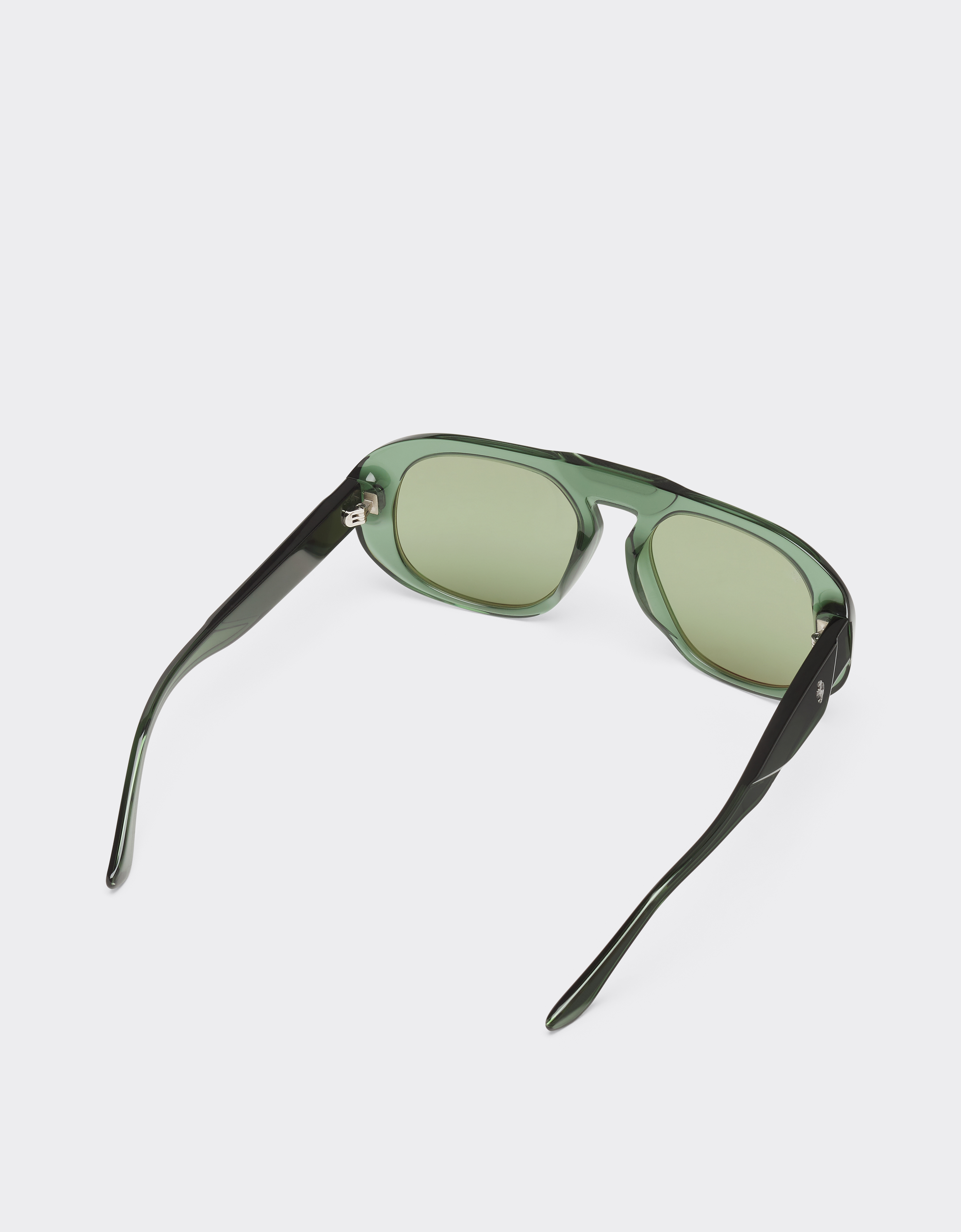 Ferrari Sunglasses In Transparent Dark Green Acetate With Green Lenses In Dark Green