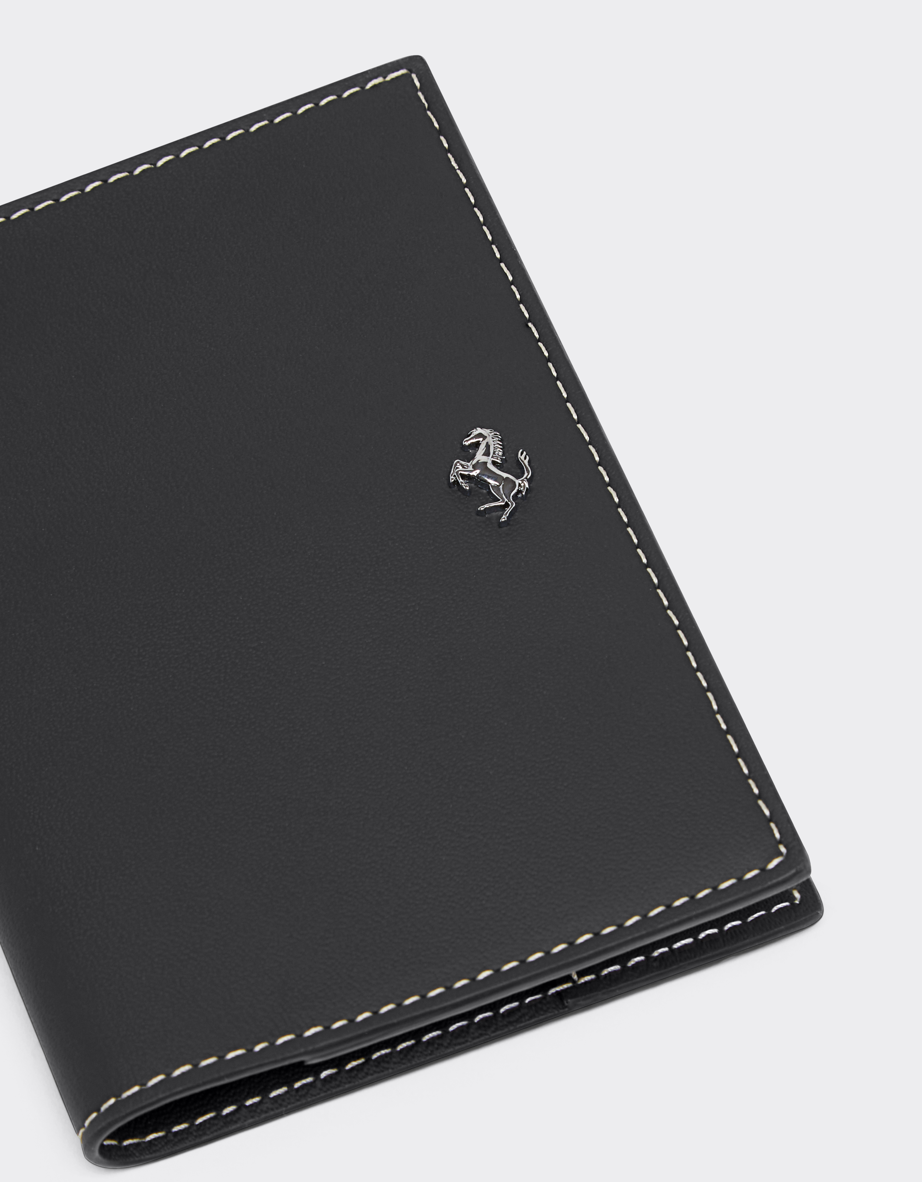 Ferrari Second Life Passport Holder In Leather In Black