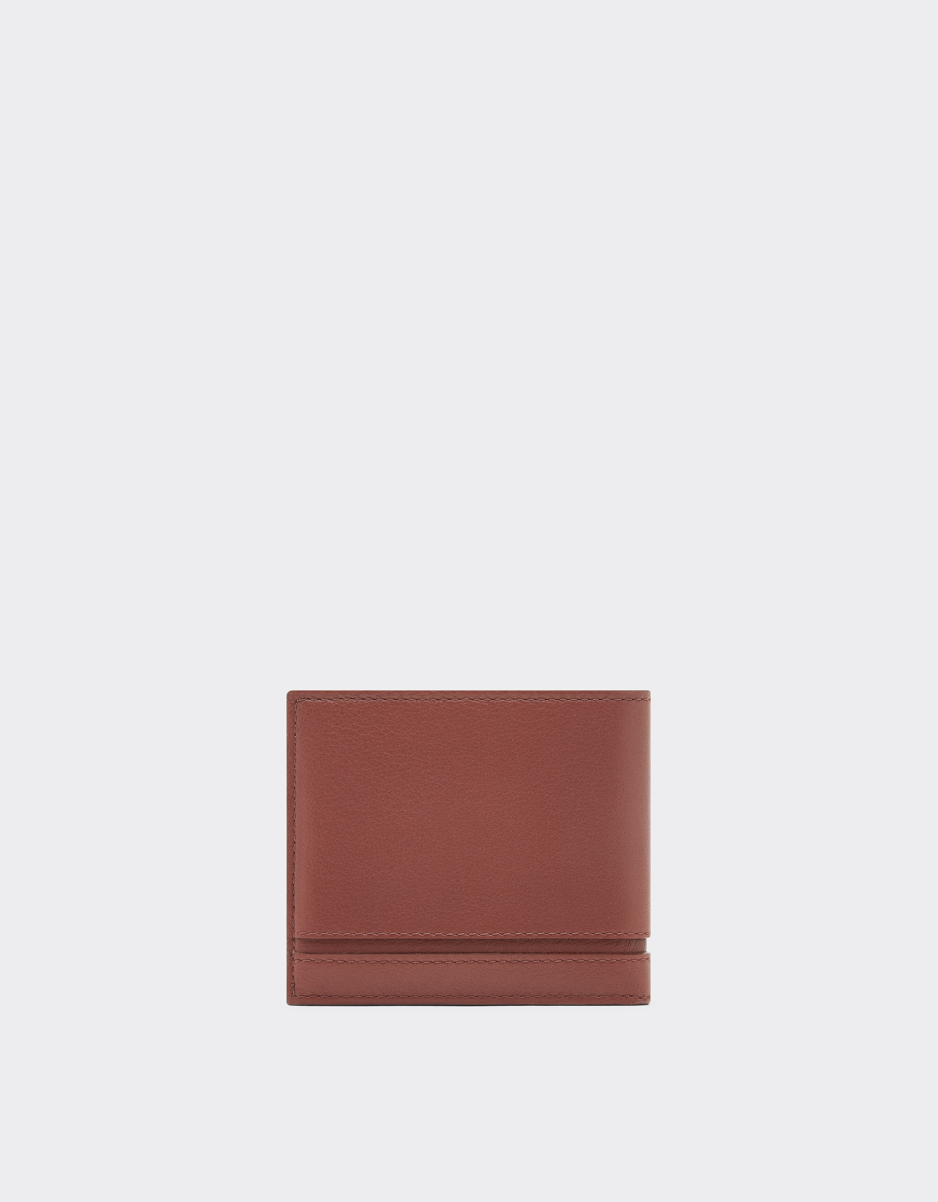 Ferrari Leather Folding Wallet With Livery Pattern In Brown