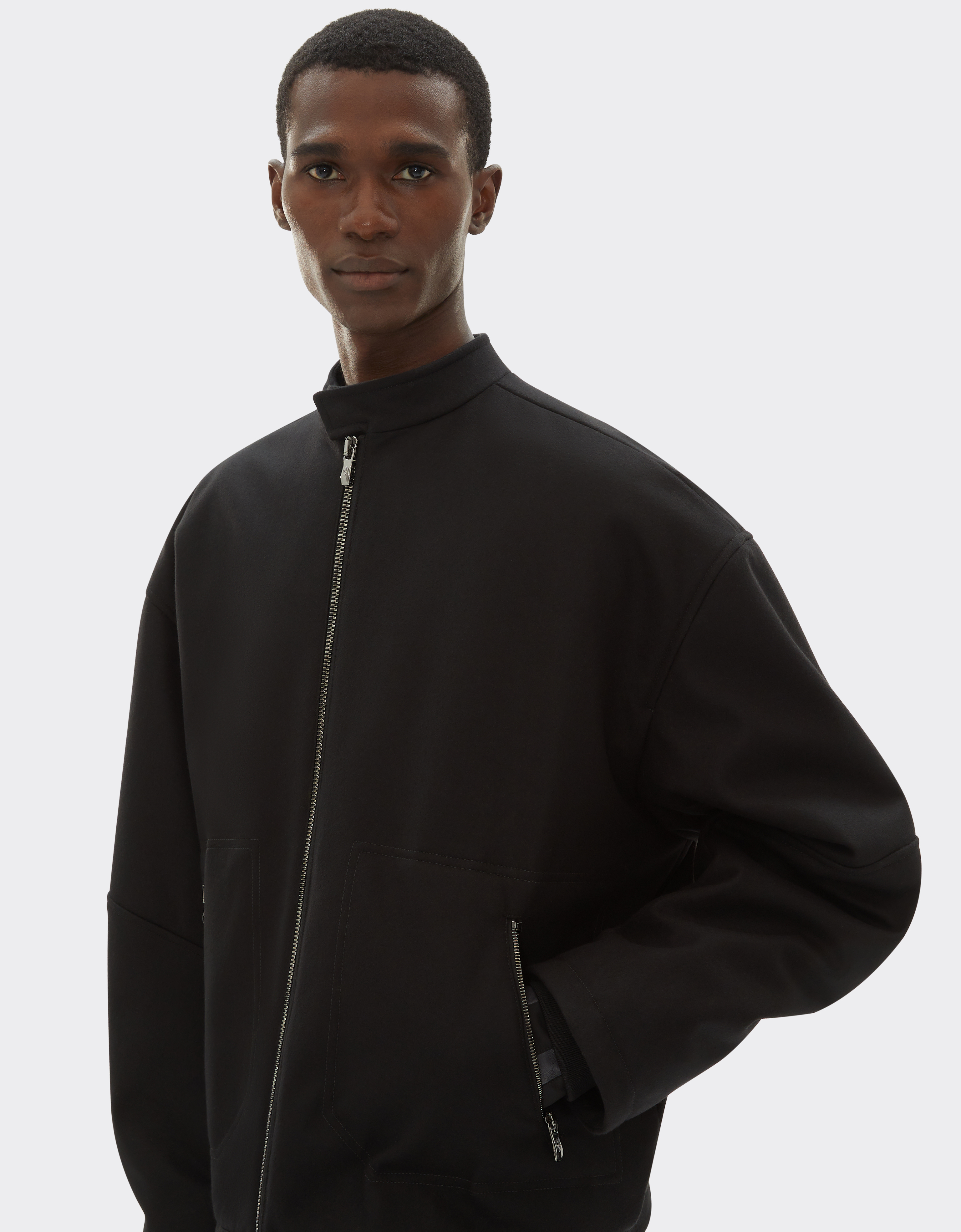 Shop Ferrari Blouson Jacket In Wool, Nylon And Cashmere In Black