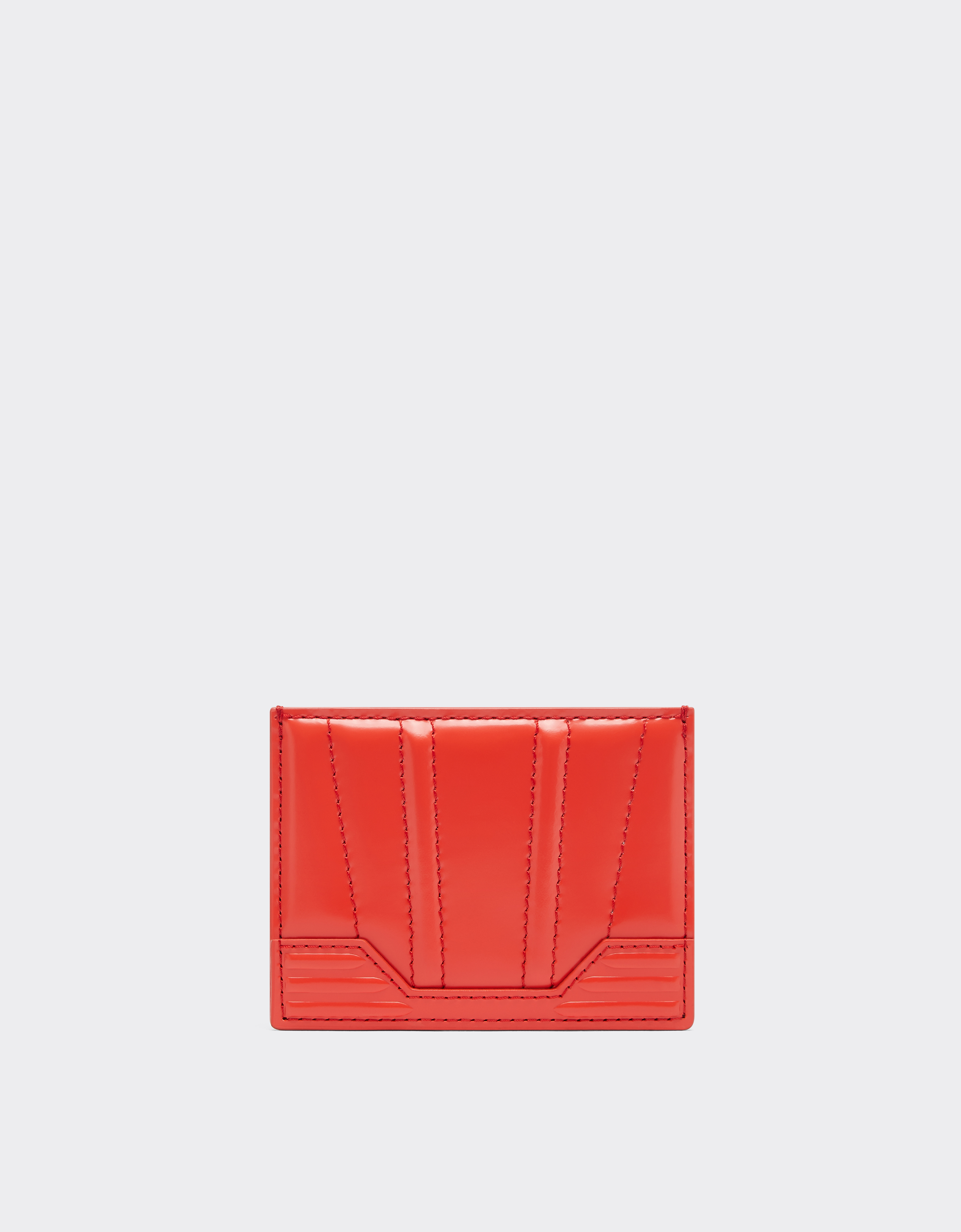 Ferrari Gt Brushed Leather Card Holder With Livery Motif In Rosso Dino