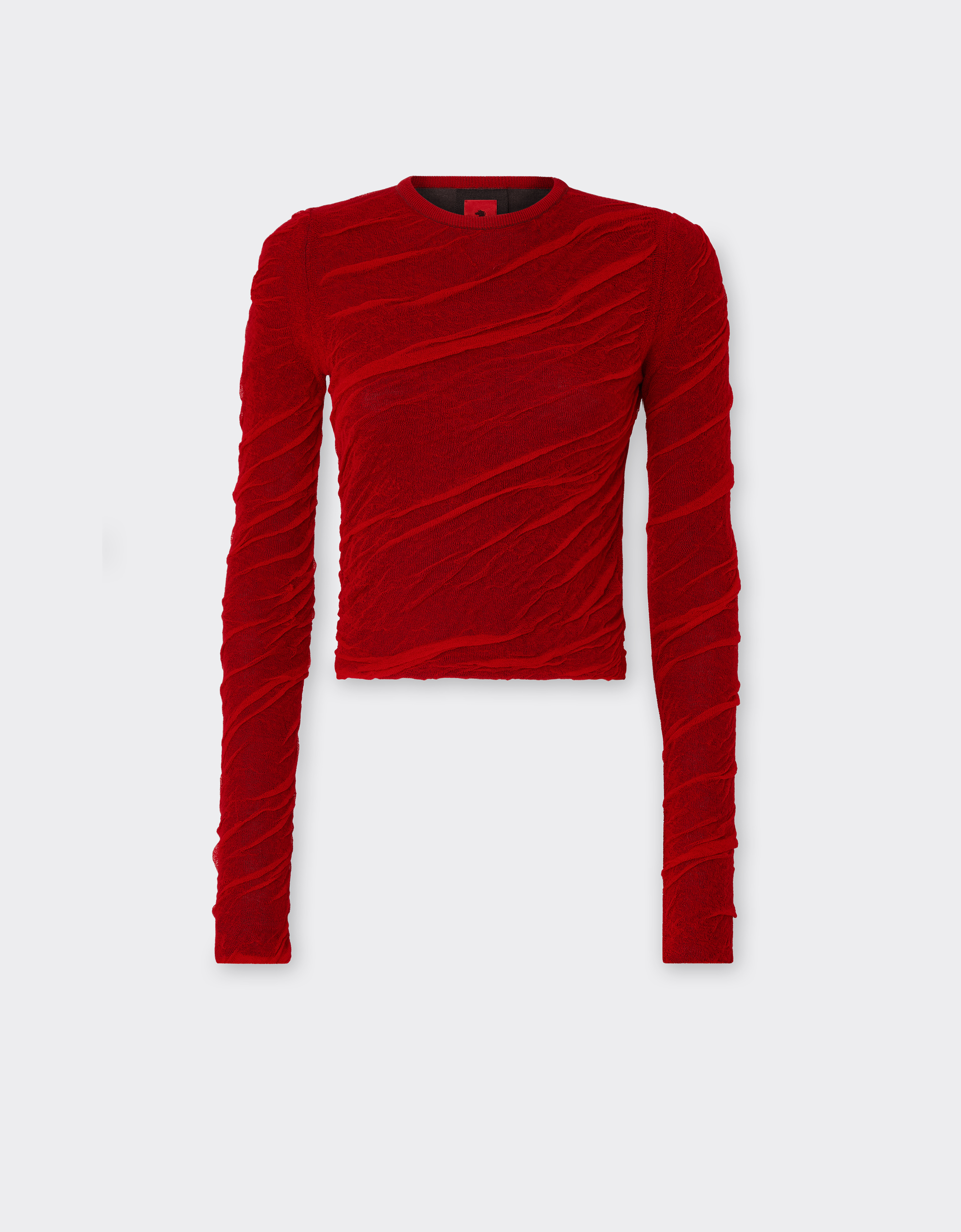 Ferrari Close-fitting Sweater In Wool And Cotton In Rosso Dino