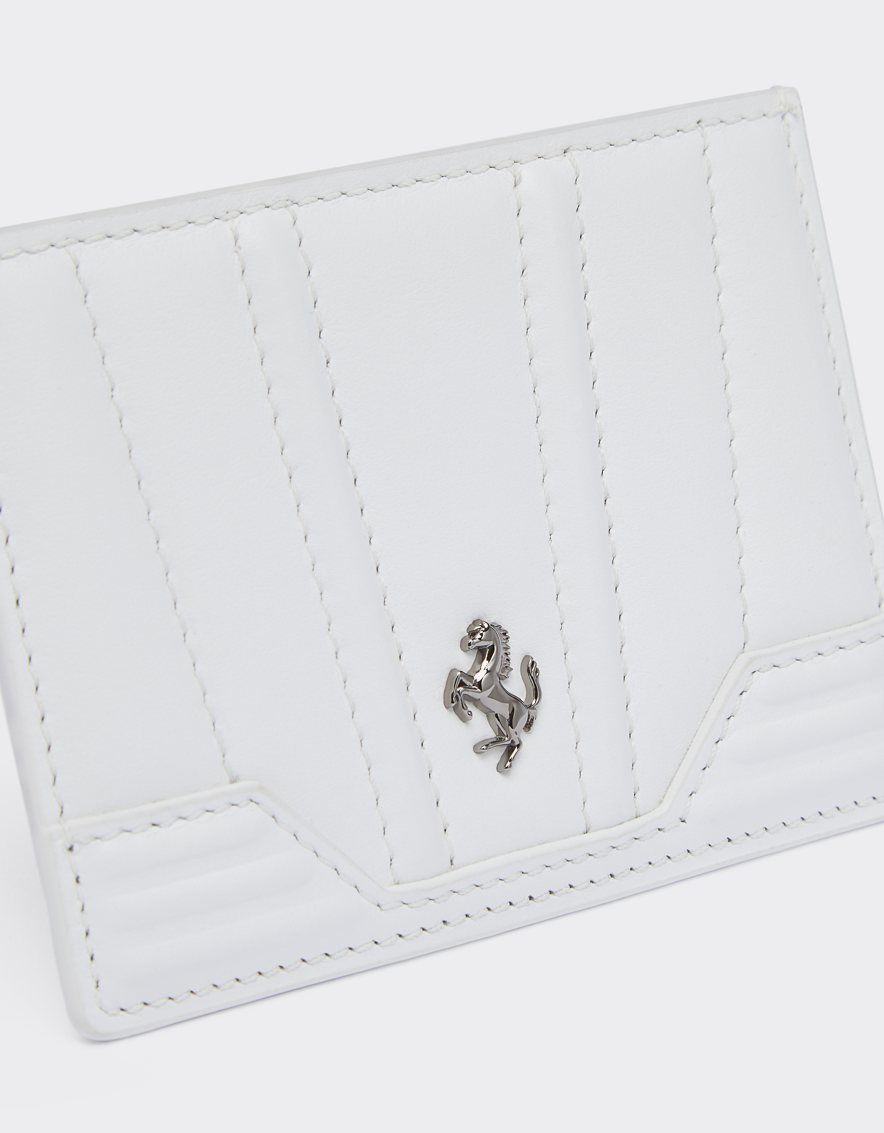 Ferrari Leather Card Holder In Optical White